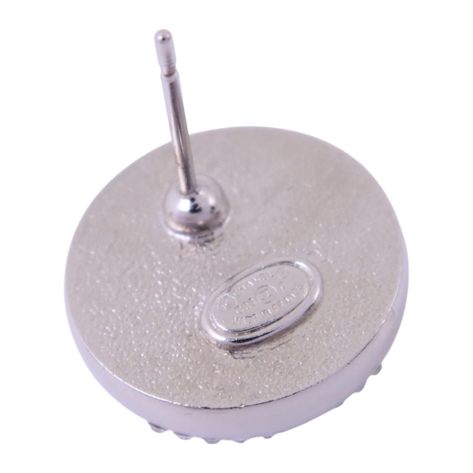 CHANEL 金屬/PVC/水鑽Earrings銀扣耳環