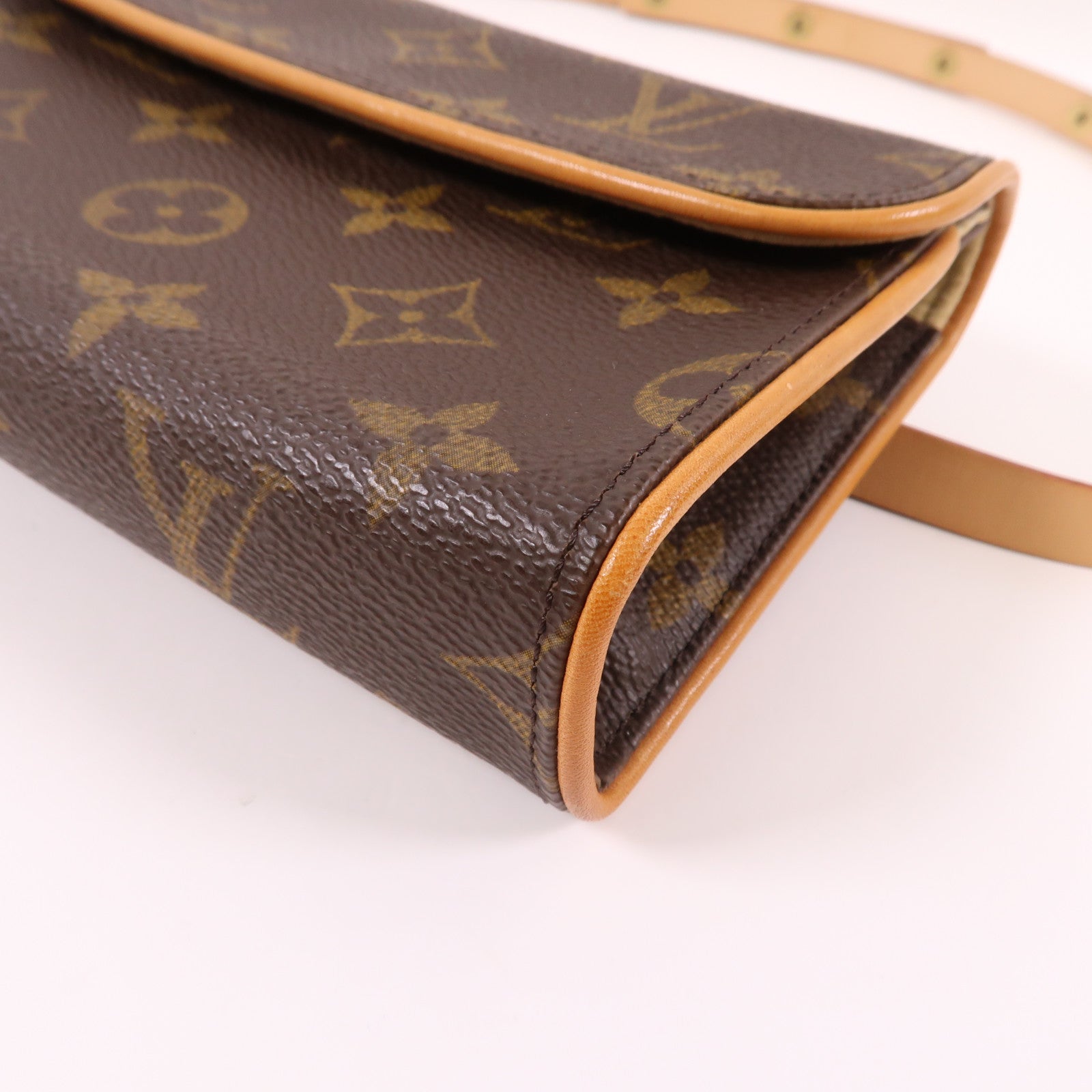 LOUIS VUITTON Monogram Pochette Florentine XS金扣腰包棕色