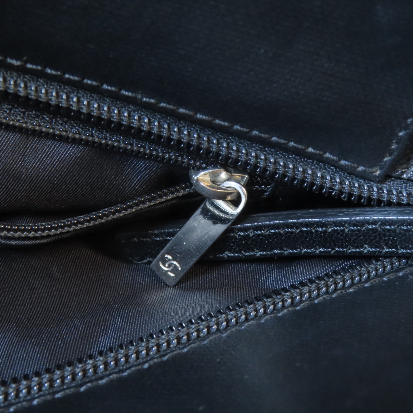 CHANEL 塗層帆布Tote Bag銀扣手挽袋黑色