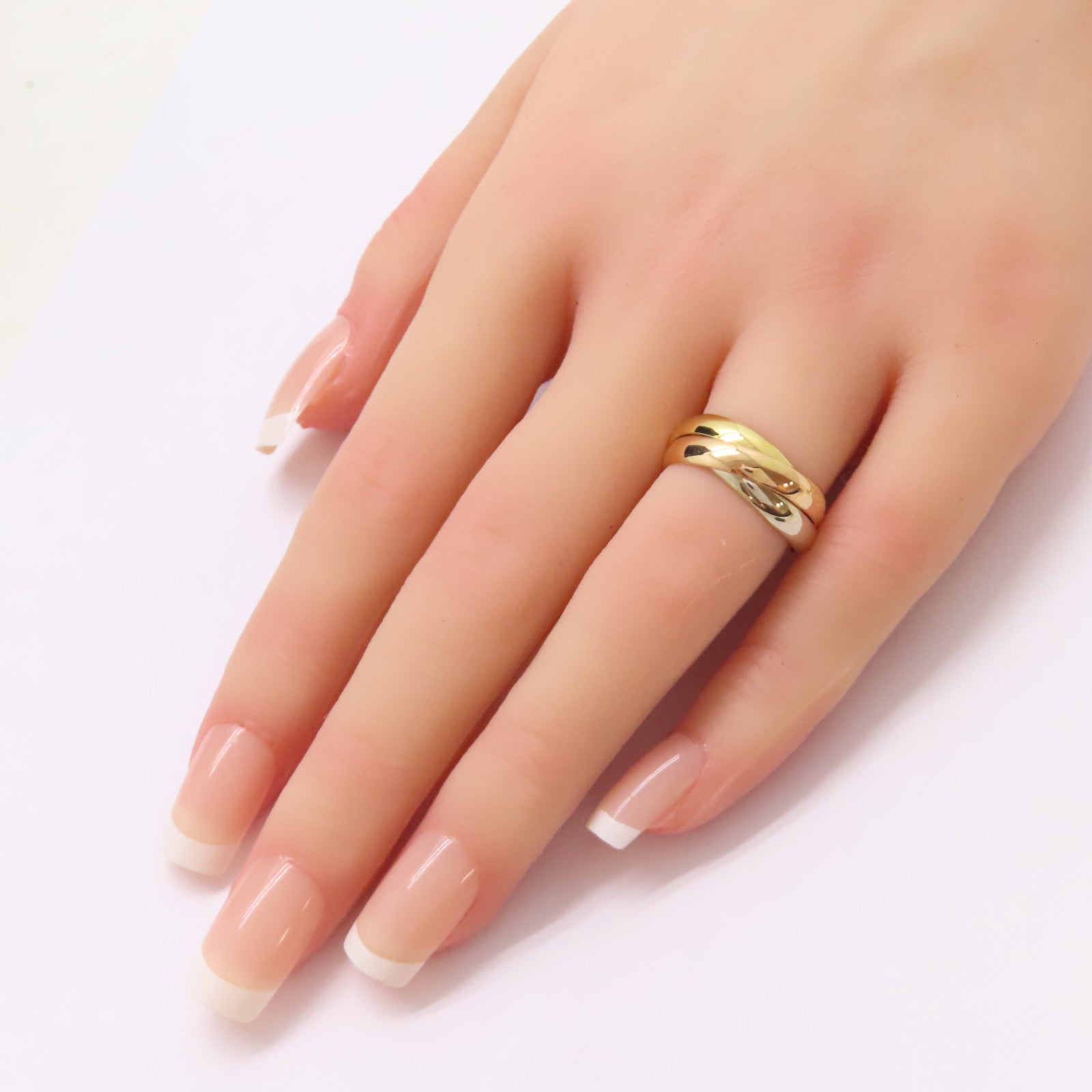CARTIER 18K黃金/白金/玫瑰金Trinity Ring戒指US#5.75/Cartier#51