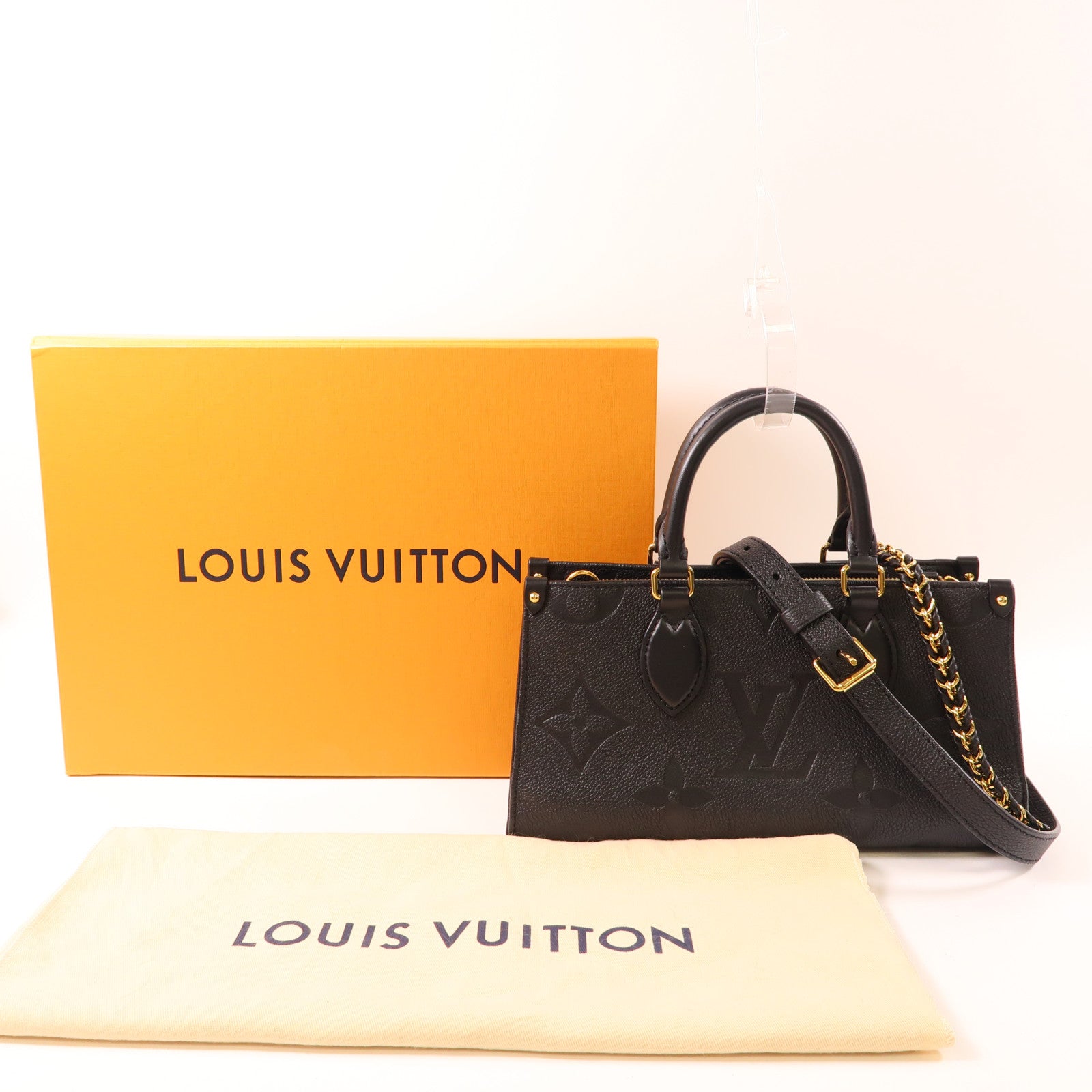 LOUIS VUITTON Monogram Empreinte OnTheGo East West金扣手挽肩背兩用袋黑色