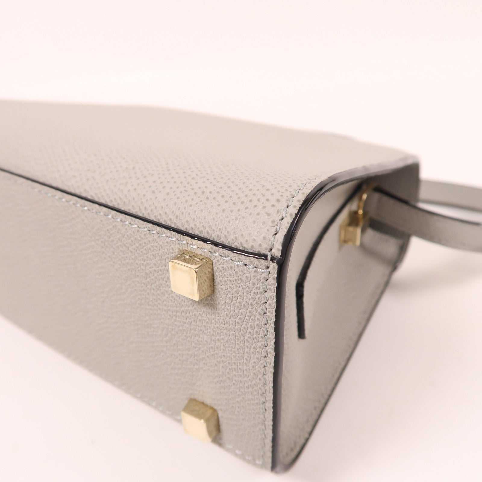 SELECTION 牛皮皮革Valextra Iside Top Handle Mini Bag金扣手挽肩背兩用袋