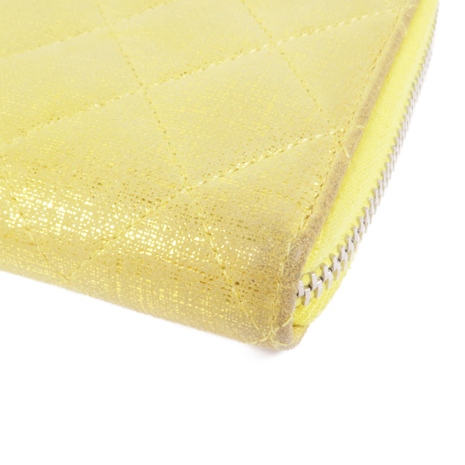 CHANEL CC SHW Zipper Long Wallet Canvas Yellow