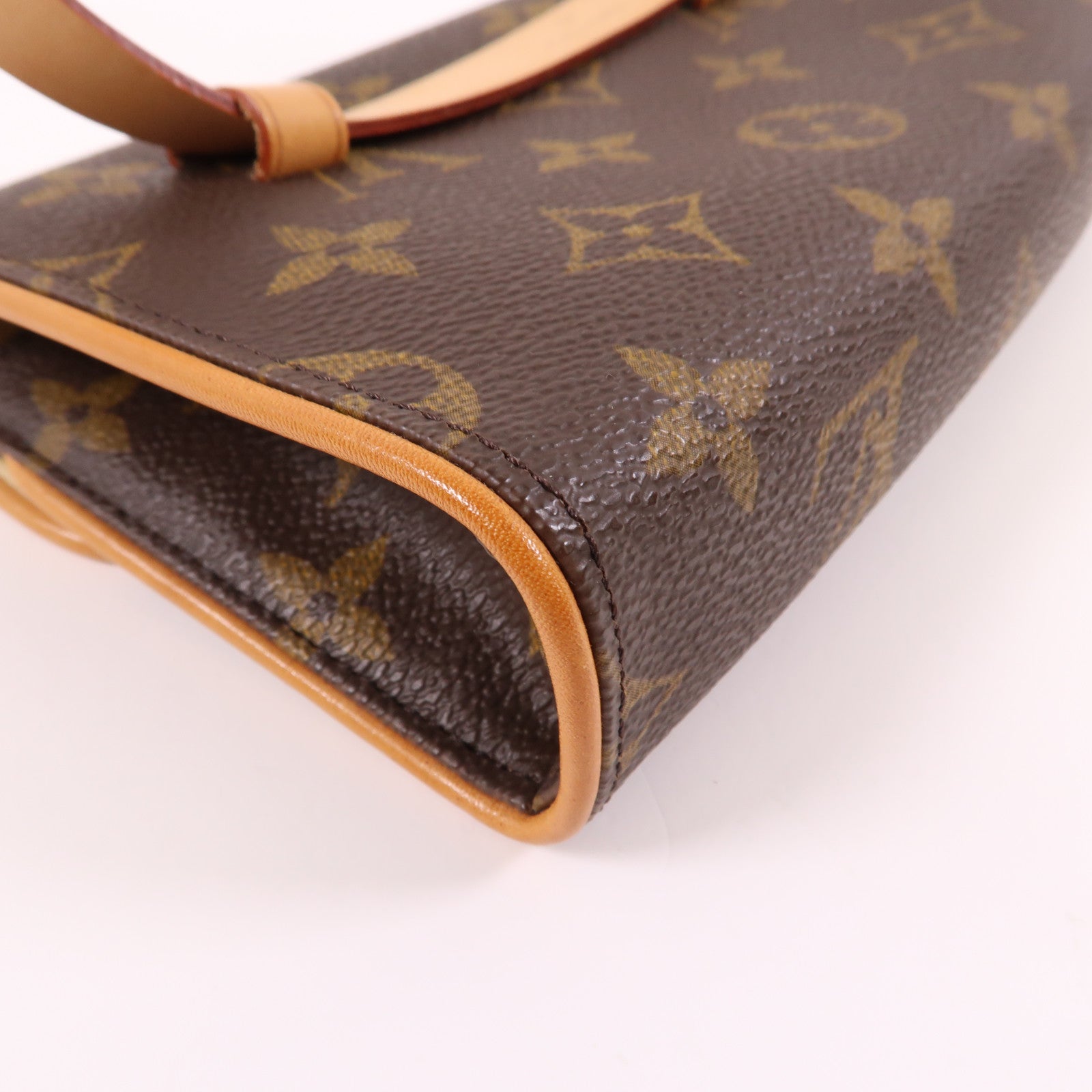 LOUIS VUITTON Monogram Pochette Florentine XS金扣腰包棕色