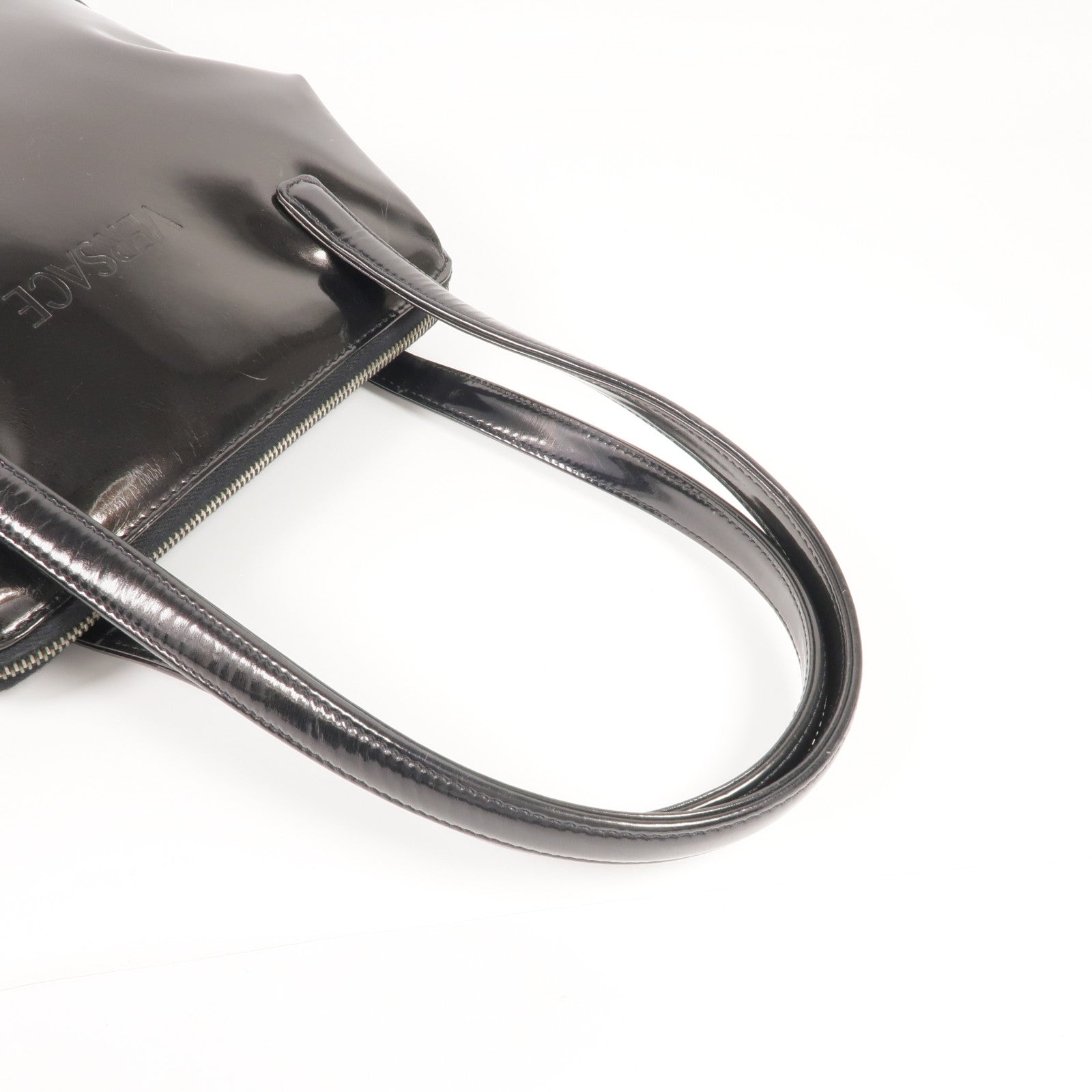 VERSACE 漆皮皮革Handbag銀扣手挽袋