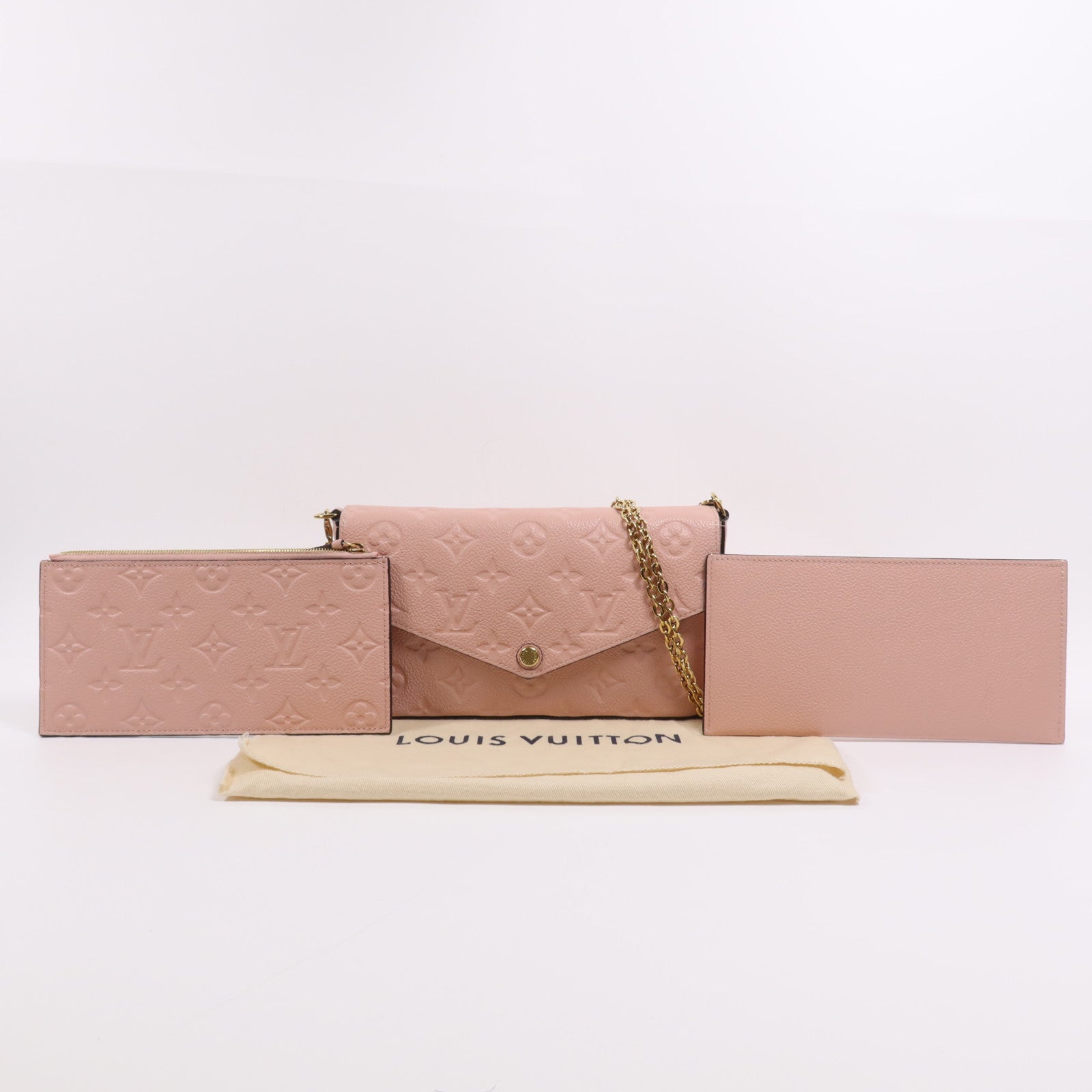 LOUIS VUITTON Epi Pochette Felissie銀扣鏈帶肩背袋