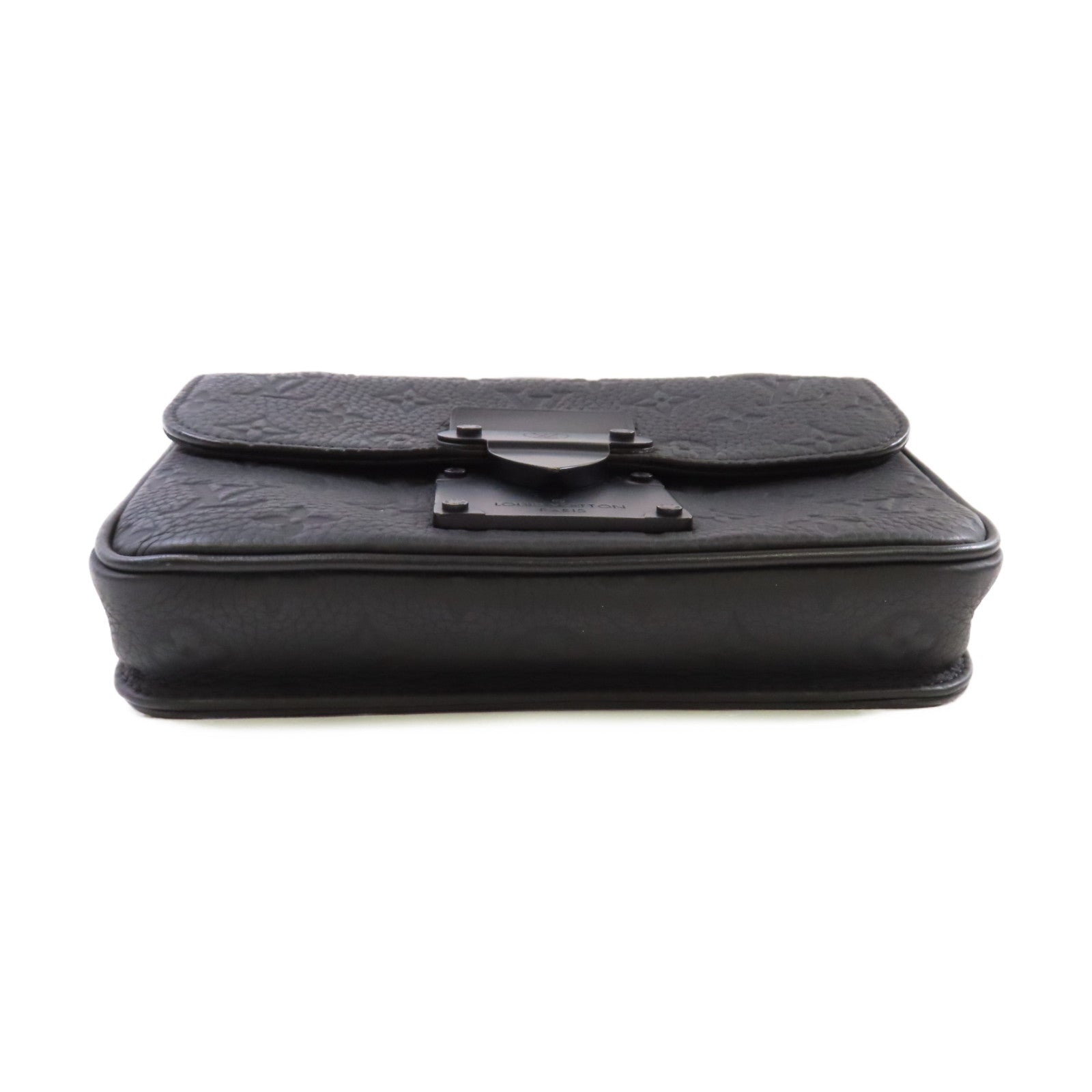 LOUIS VUITTON Monogram Taurillon S Lock Sling Bag肩背袋黑色