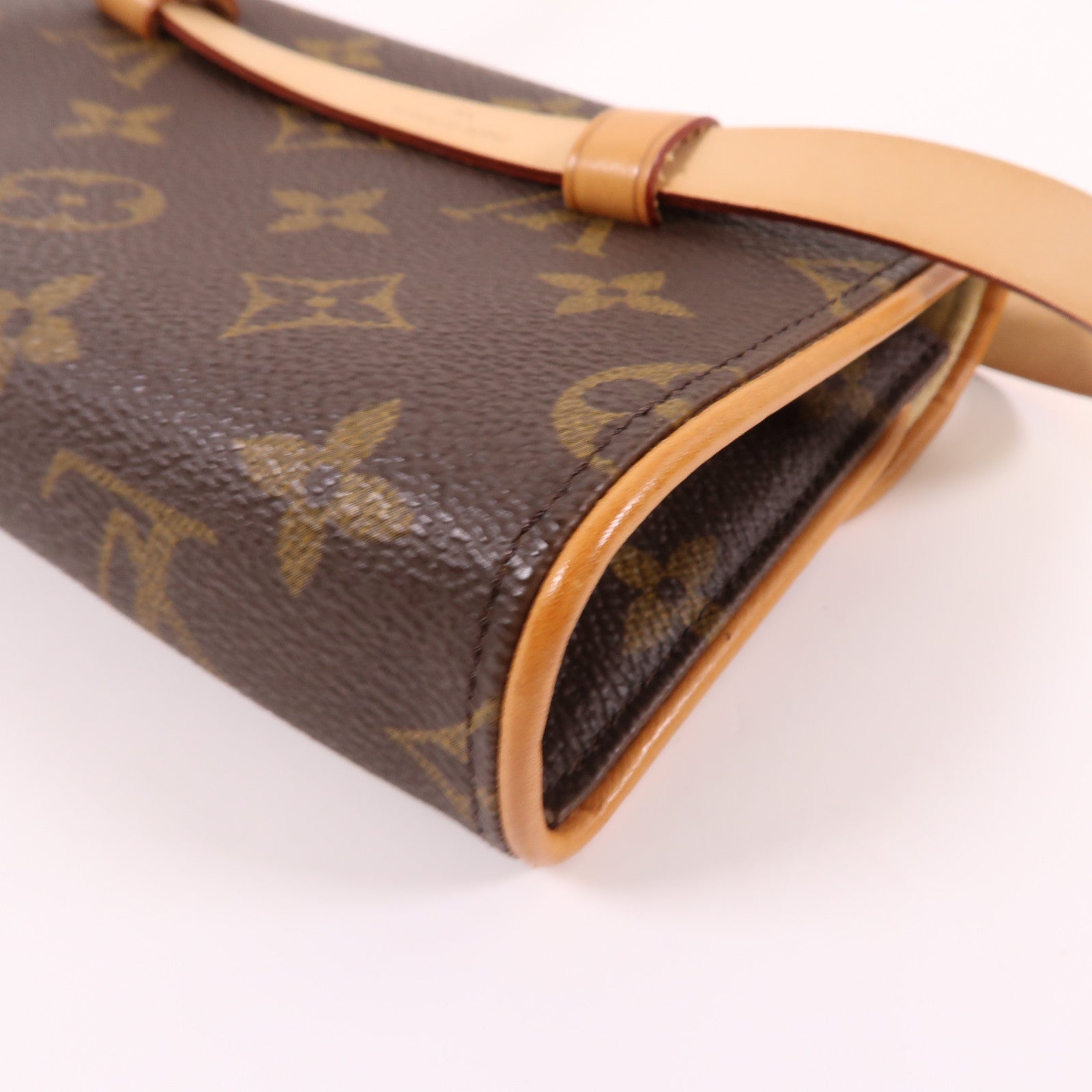 LOUIS VUITTON Monogram Pochette Florentine XS金扣腰包棕色
