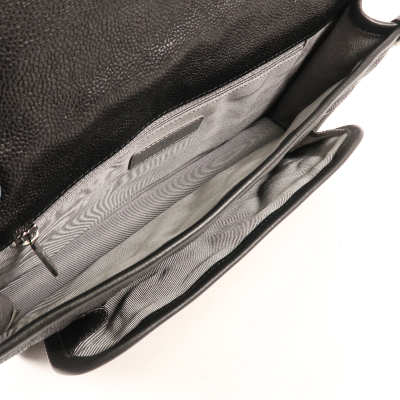 CHANEL 牛皮皮革Chain Shoulder銀扣鏈帶肩背袋