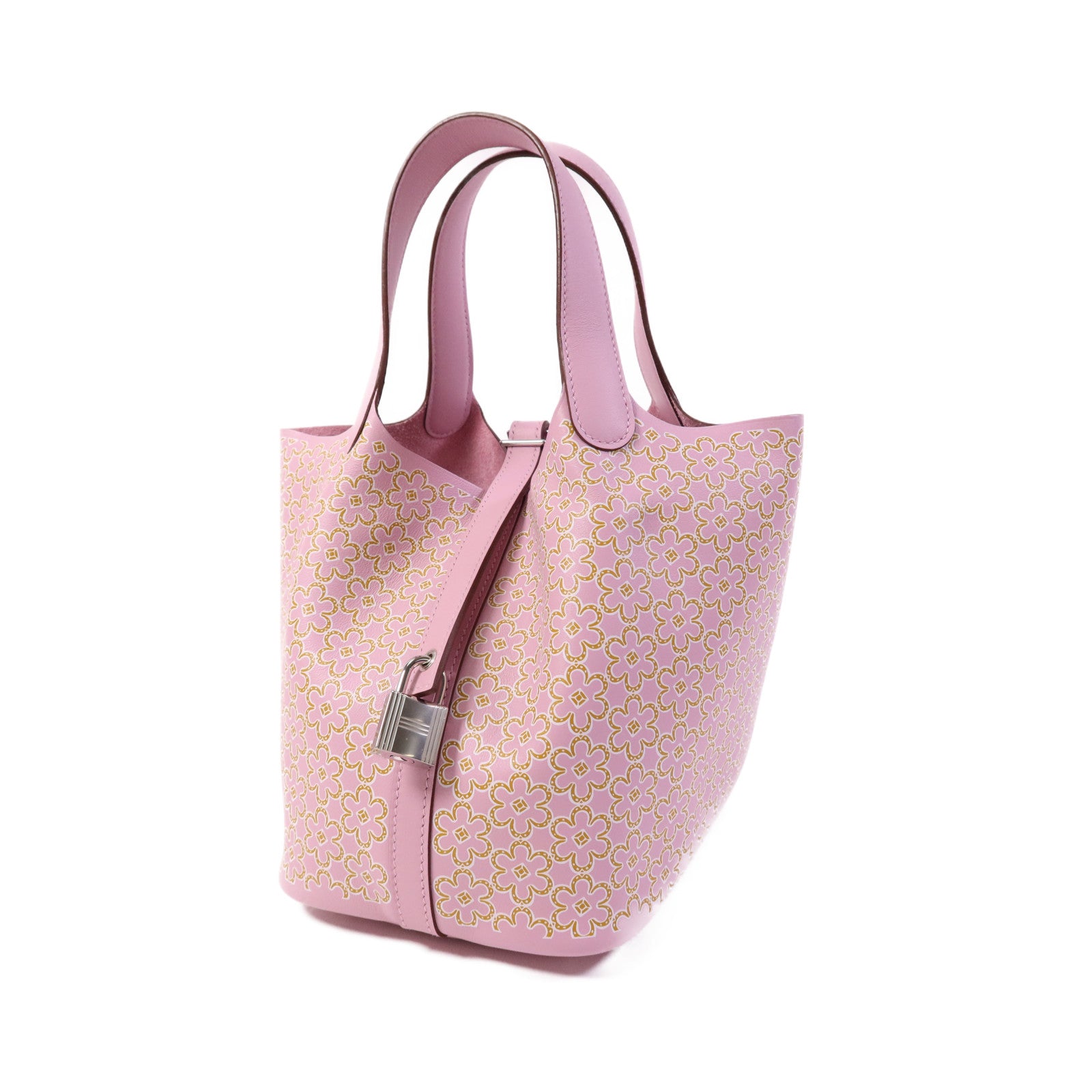 HERMES Swift皮革Picotin PM銀扣手挽袋Mauve Sylvestre