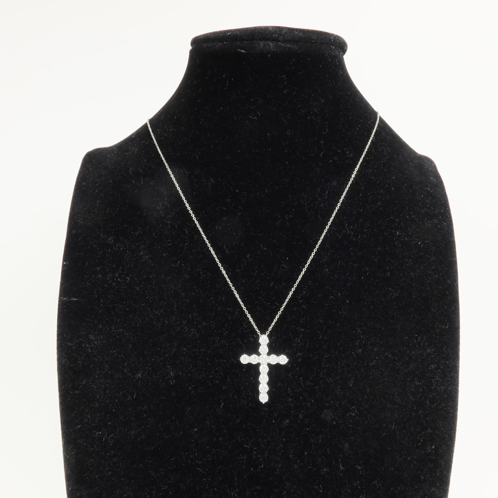 TIFFANY＆CO PT950鉑金One Large Cross Diamond鑽石項鍊