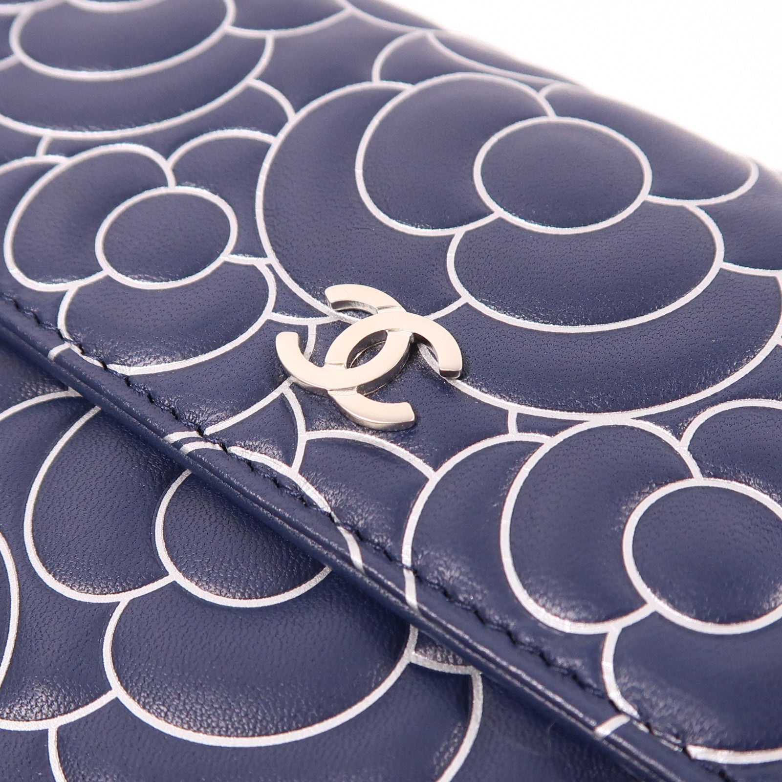 CHANEL 牛皮皮革Long Wallet銀扣長錢包