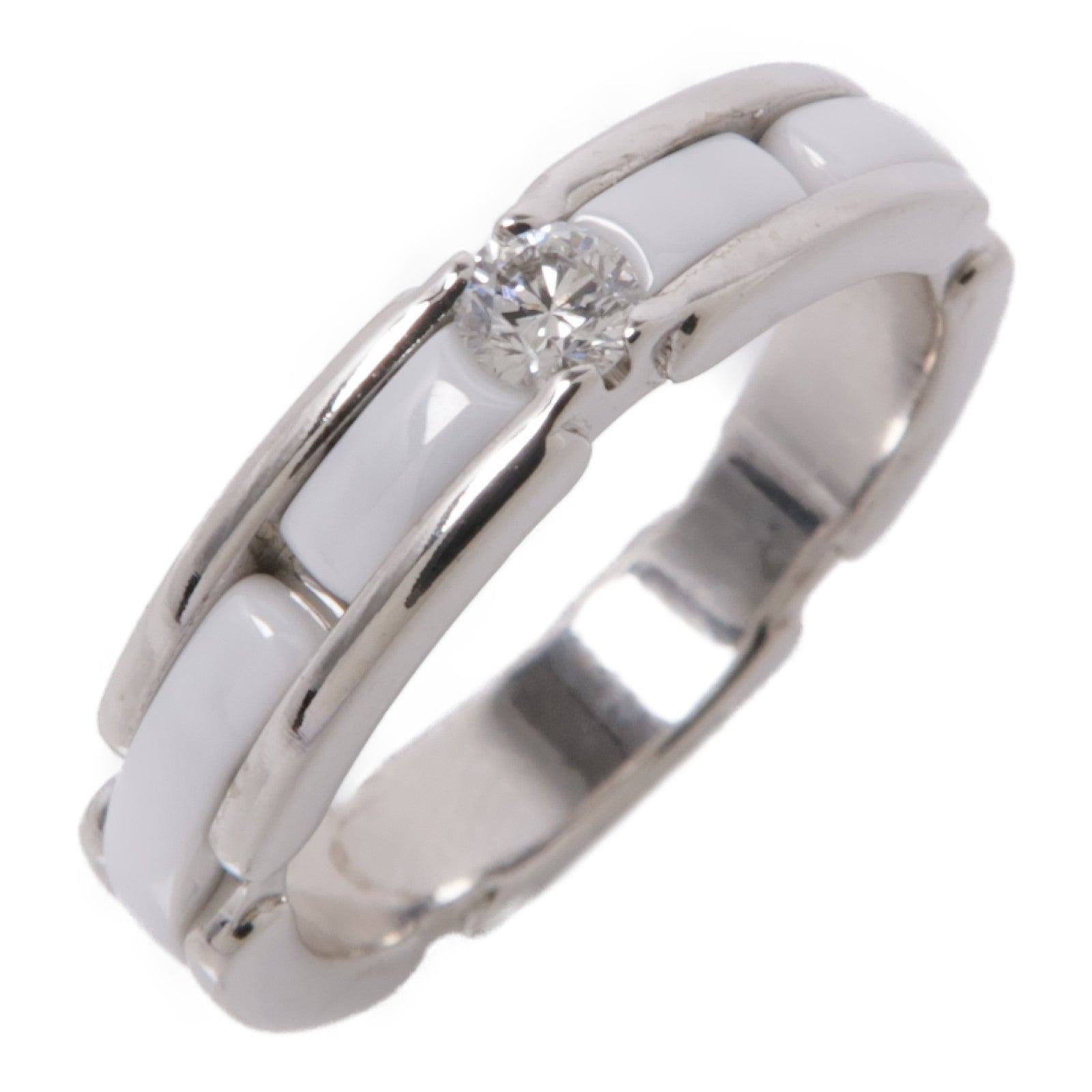 CHANEL 18K白金/陶瓷Ultra Ring戒指US＃5.5