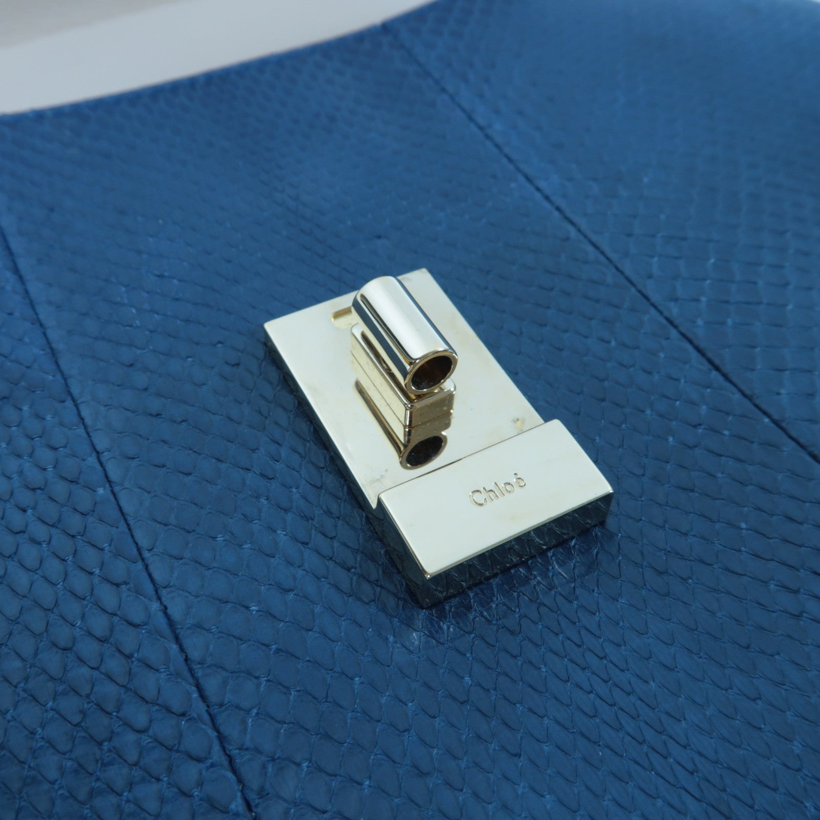 Chloe 【激減優惠】蛇皮皮革Chain Shoulder Bag金扣鏈帶肩背袋深藍色