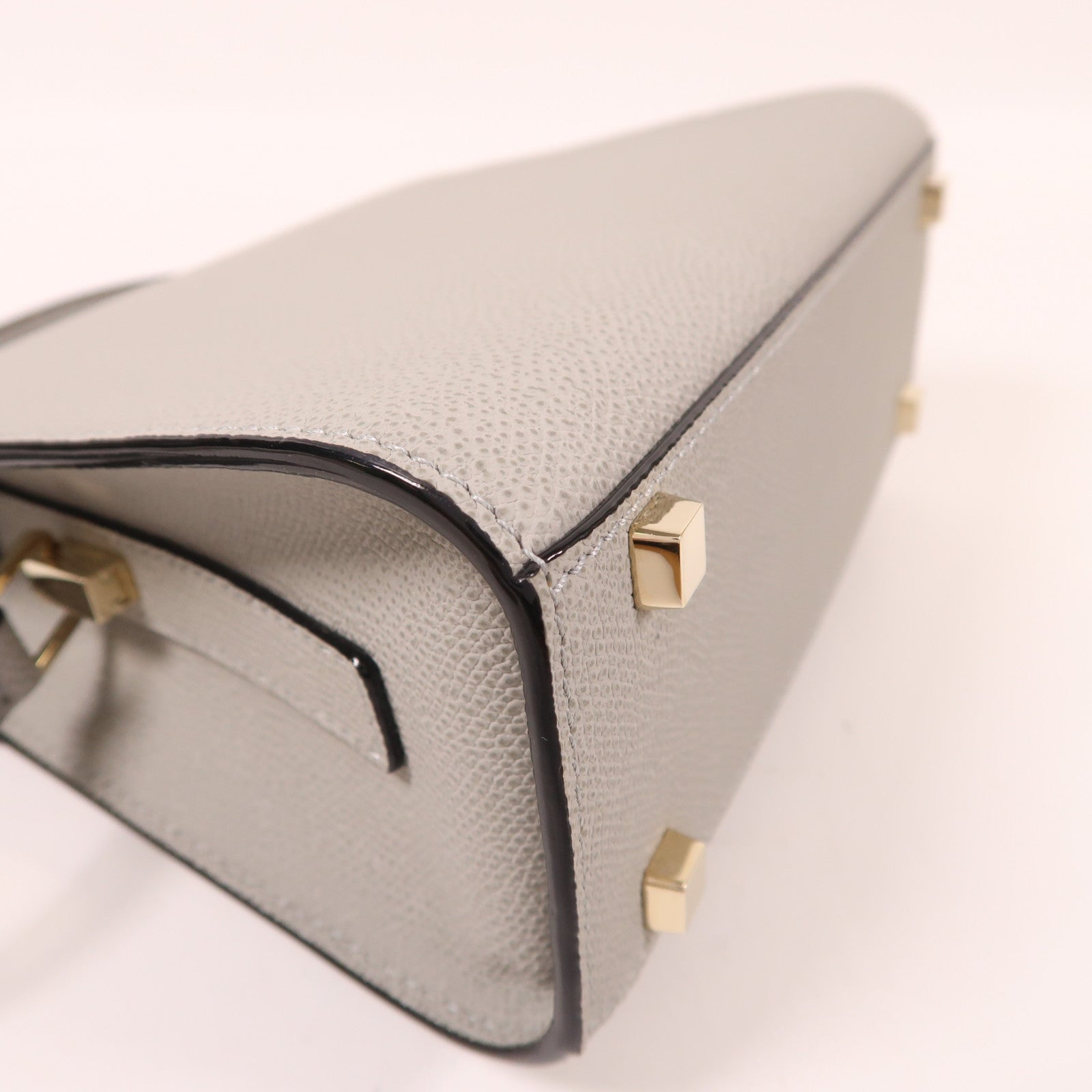 SELECTION 牛皮皮革Valextra Iside Top Handle Mini Bag金扣手挽肩背兩用袋