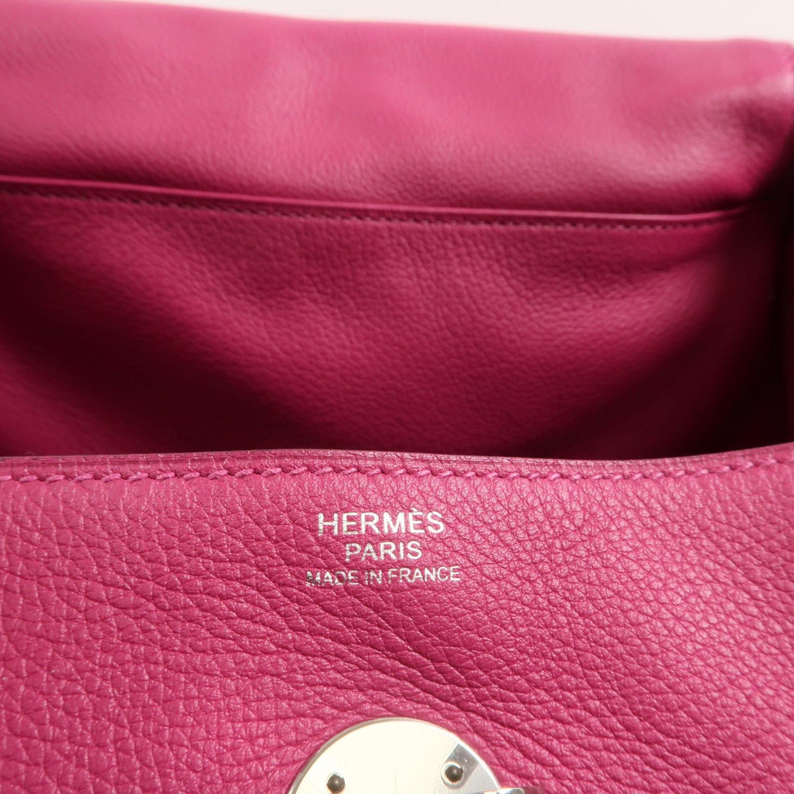 HERMES Evercolor皮革Lindy 30手挽肩背兩用袋Rose Pourpre