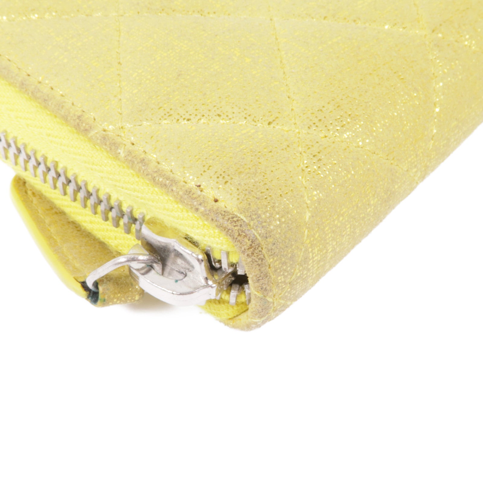 CHANEL CC SHW Zipper Long Wallet Canvas Yellow