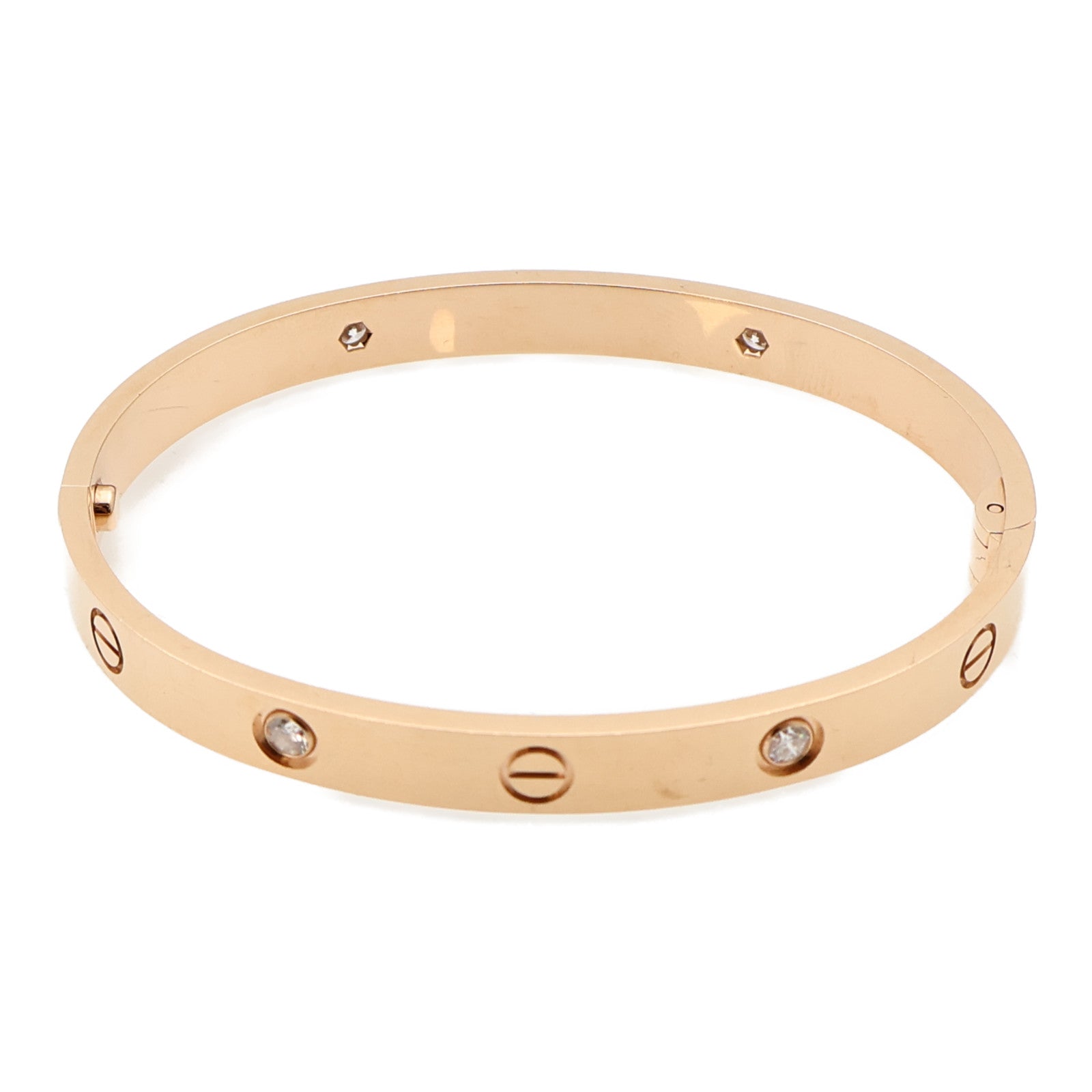 CARTIER 18K玫瑰金Love Bangle 4P Diamonds鑽石手鐲