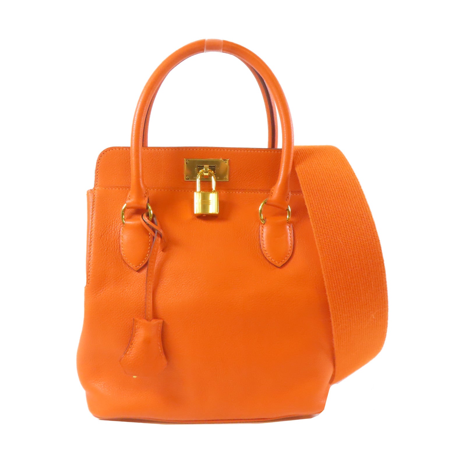 HERMES 【激減優惠】Evercolor皮革Tool Box 20 2 Way Shoulder Bag金扣手挽肩背兩用袋火焰橘