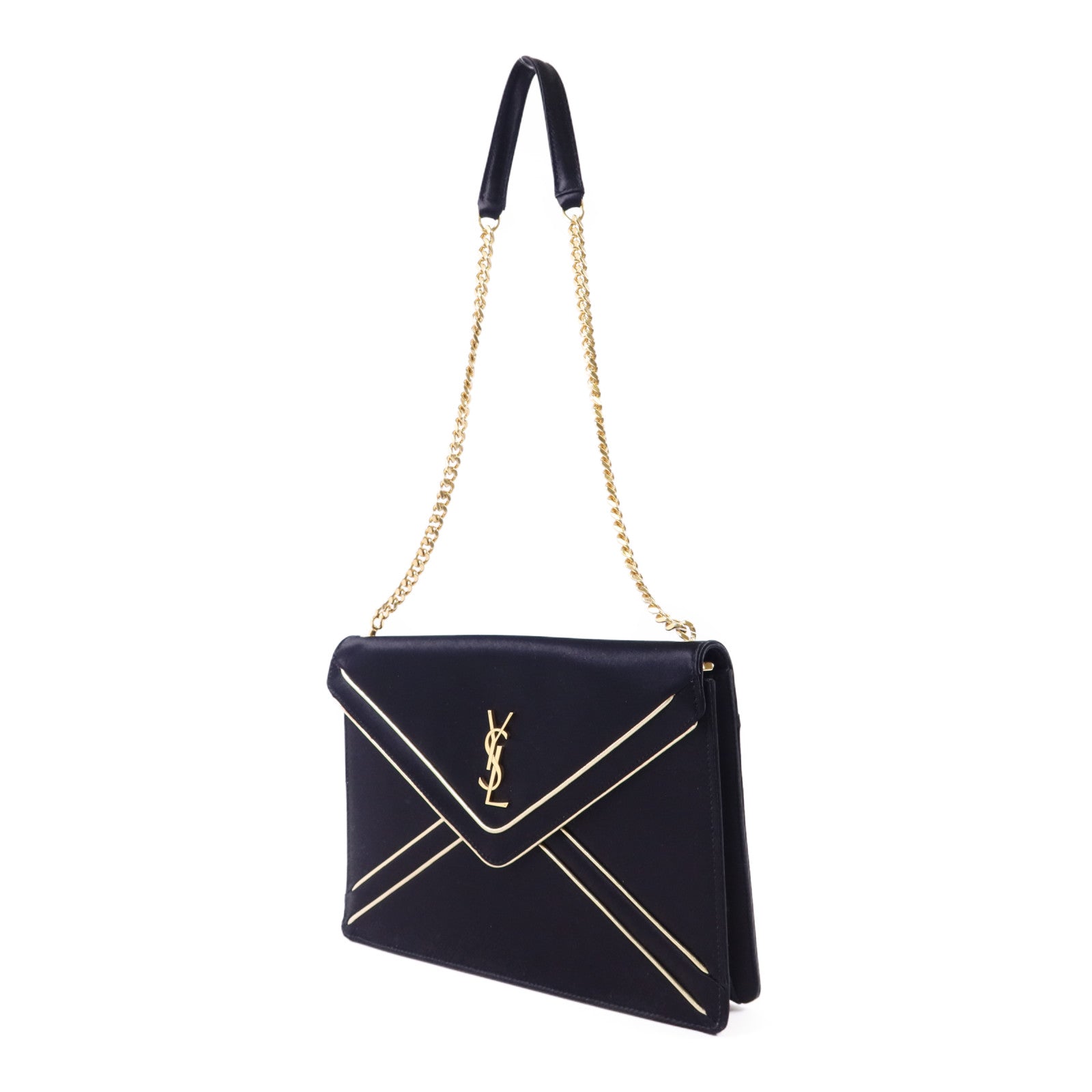 SAINT LAURENT 絨布Sac Ming Jamie金扣鏈帶肩背袋