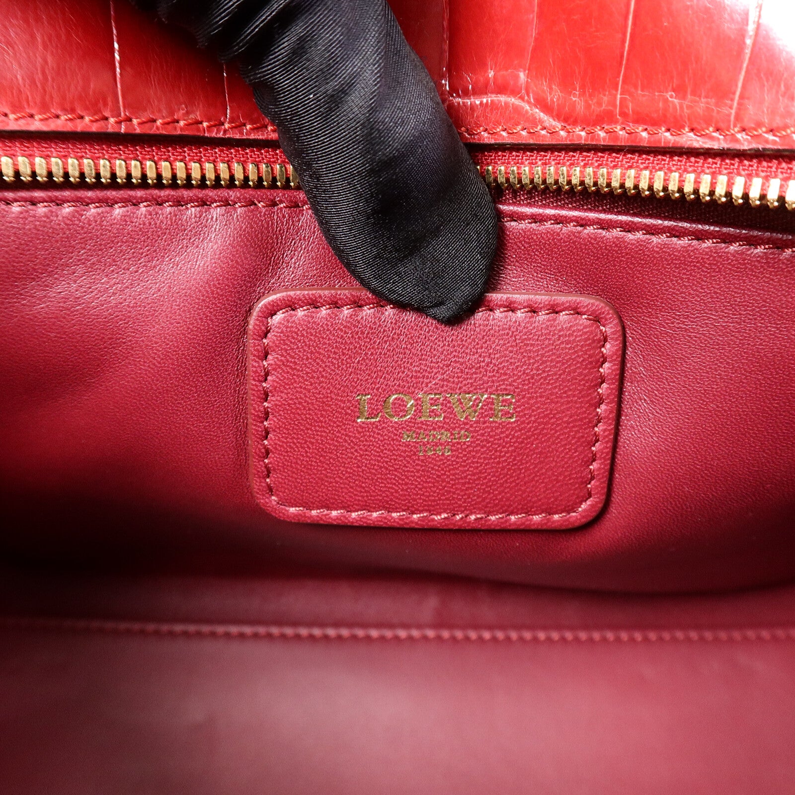 LOEWE 鱷魚皮革Amazona 36手挽袋