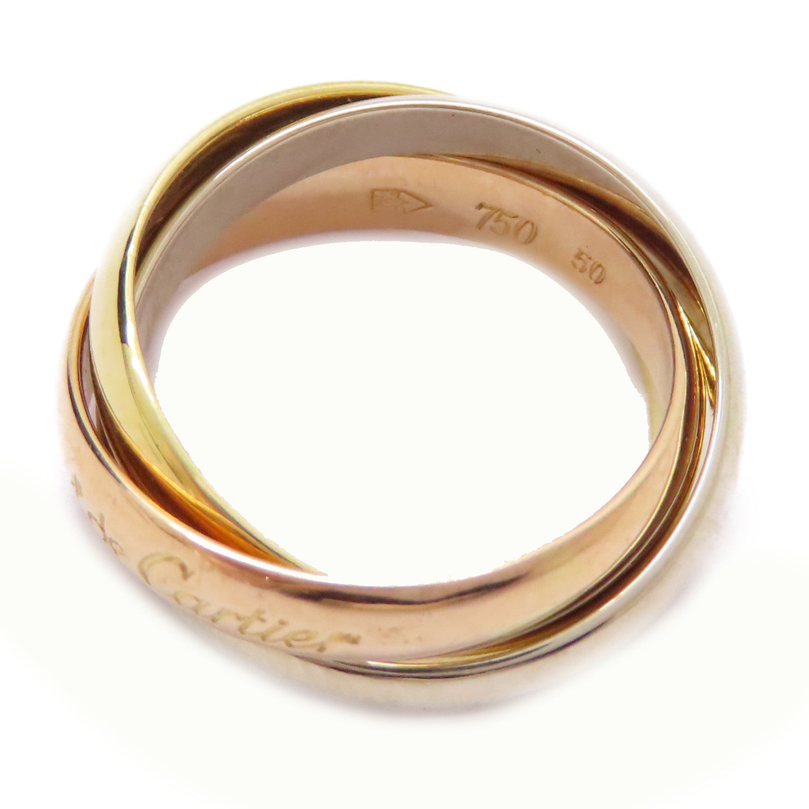 CARTIER 18K黃金/白金/玫瑰金Trinity Ring戒指US#5.25/Cartier#50