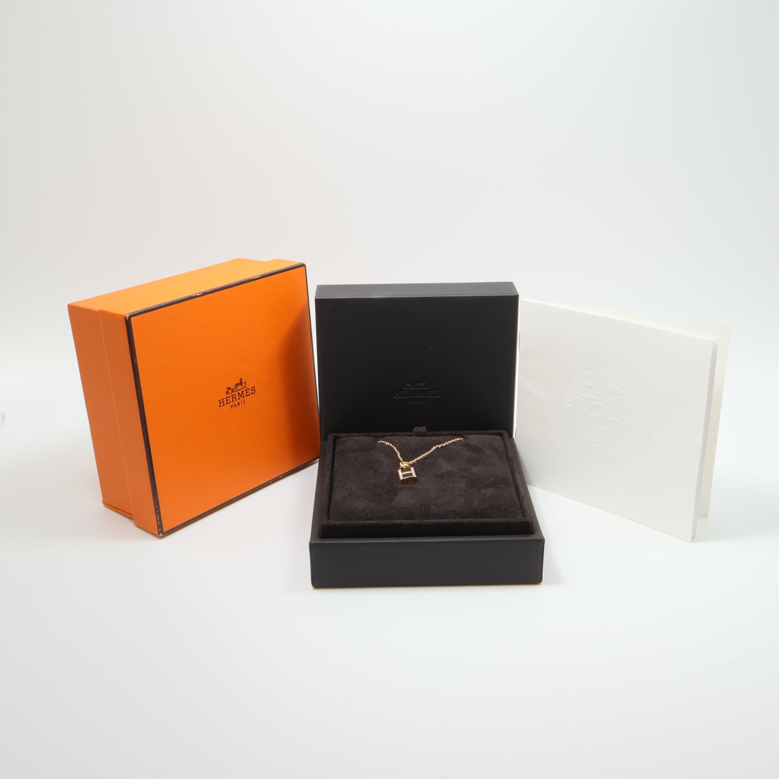 HERMES 18K玫瑰金Kelly Cadenas Pendant鑽石項鍊