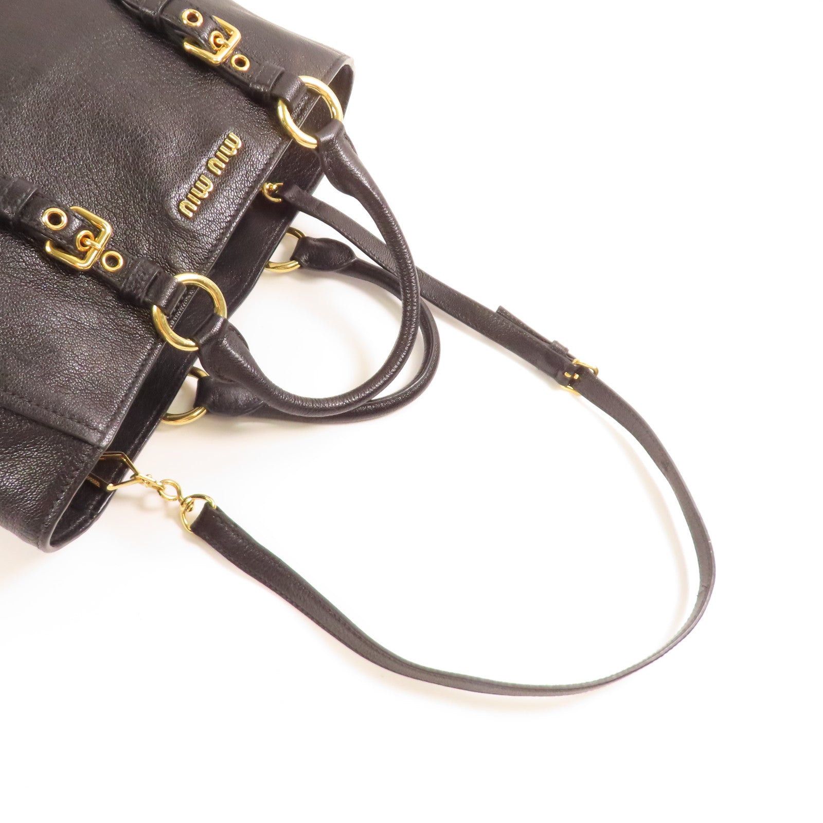 Miu Miu 皮革2 Way Bag金扣手挽肩背兩用袋