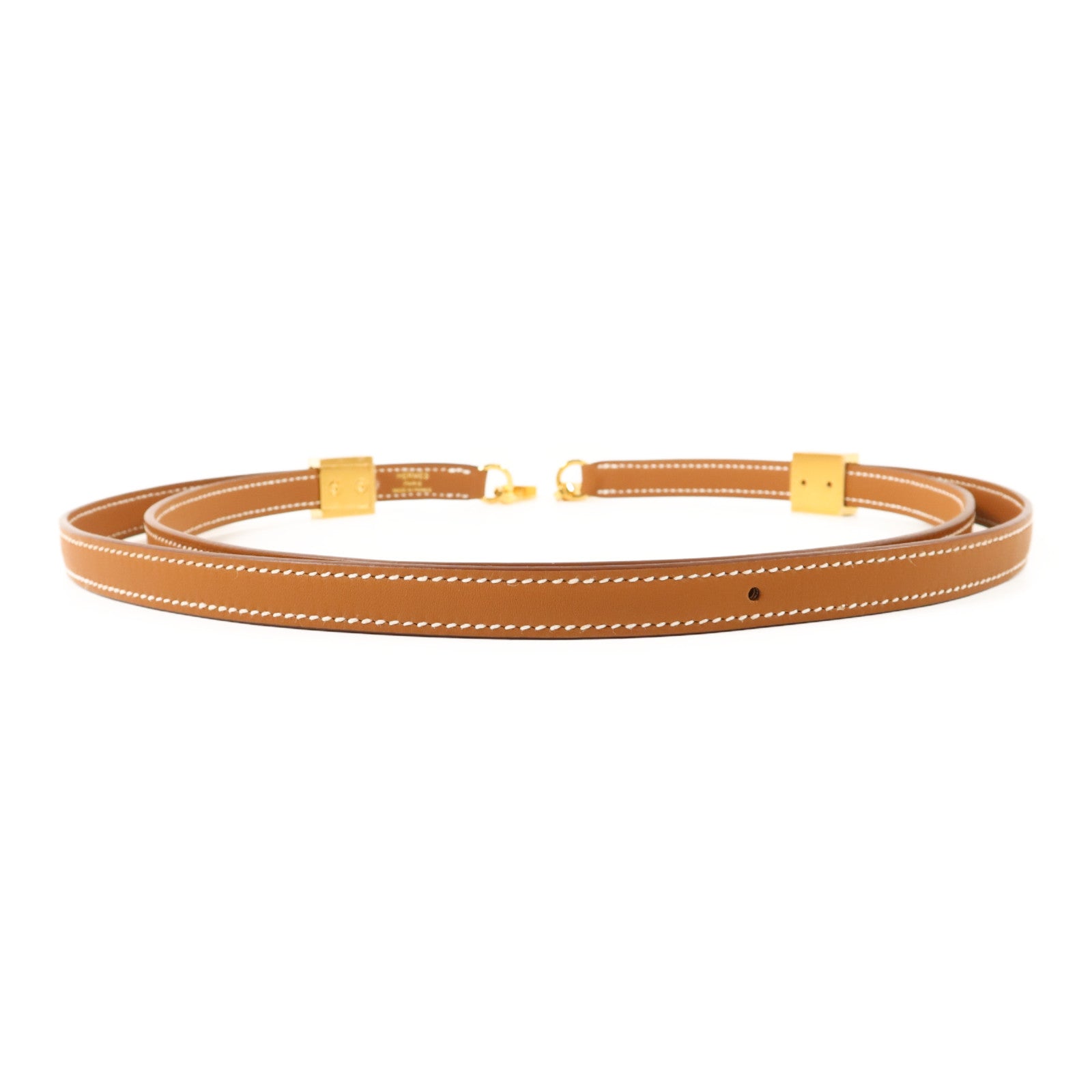HERMES Swift皮革Clou Medor Strap 25㎜金扣肩帶Gold