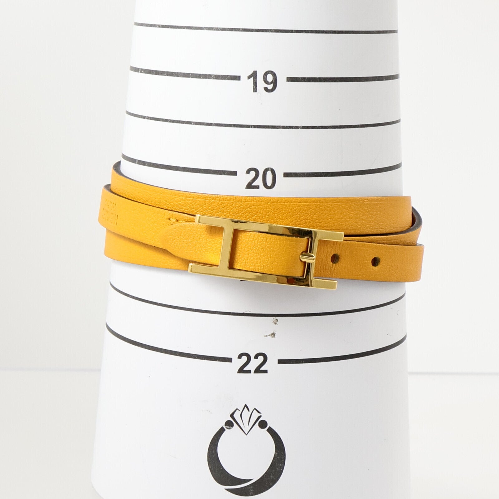 HERMES Swift皮革Behapi Triple Tour Bracelet金扣手鏈Jaune d'Or/Gold