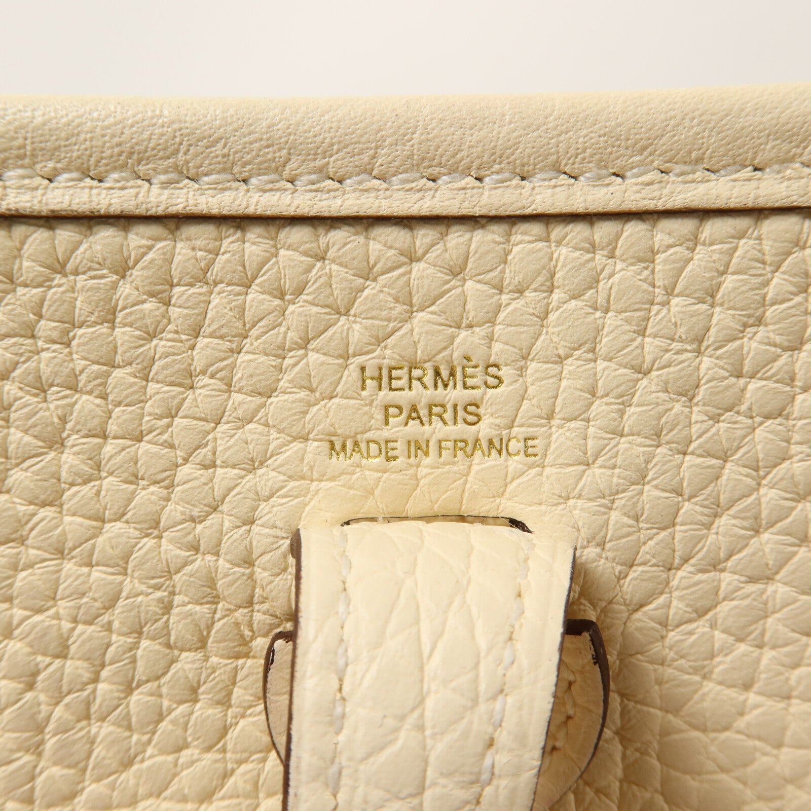 HERMES Clemence皮革Evelyne TPM肩背袋Nata/Blanc
