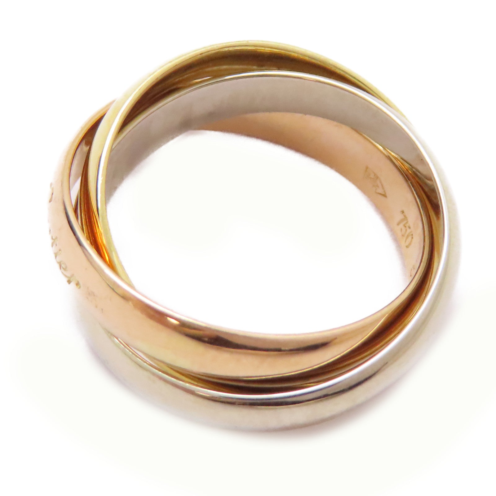 CARTIER 18K黃金/白金/玫瑰金Trinity Ring戒指US#5.25/Cartier#50
