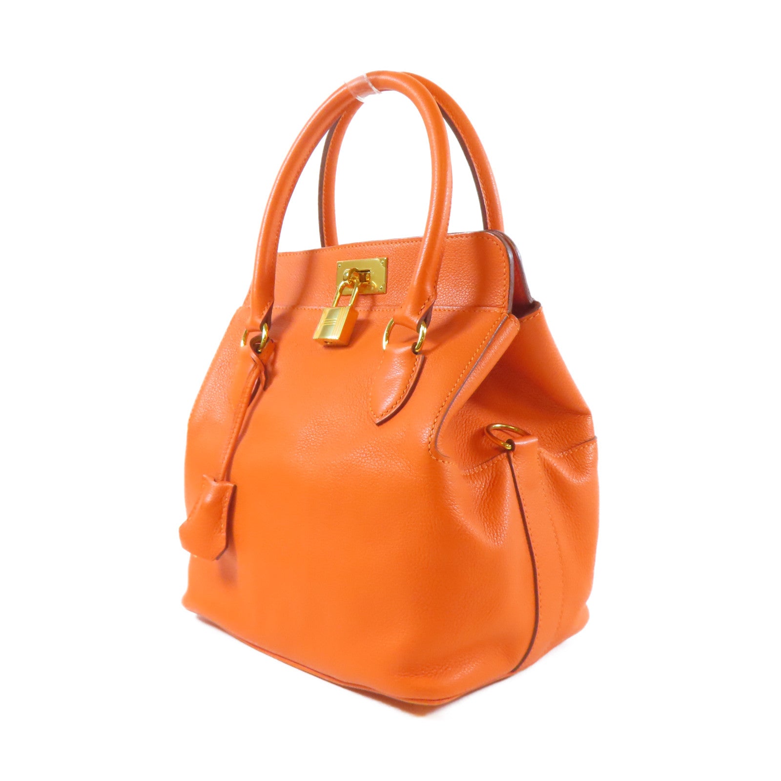 HERMES 【激減優惠】Evercolor皮革Tool Box 20 2 Way Shoulder Bag金扣手挽肩背兩用袋火焰橘