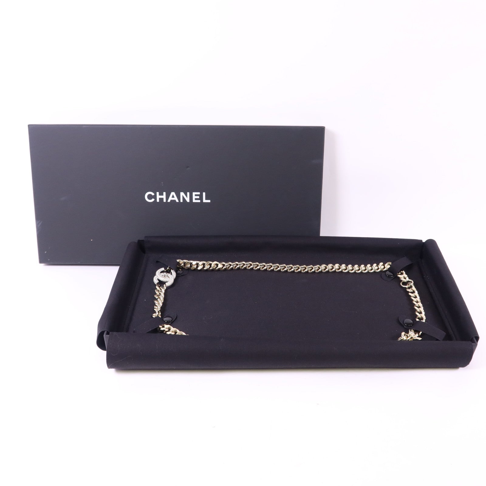 CHANEL 金屬/水晶Chain Belt鍊腰帶