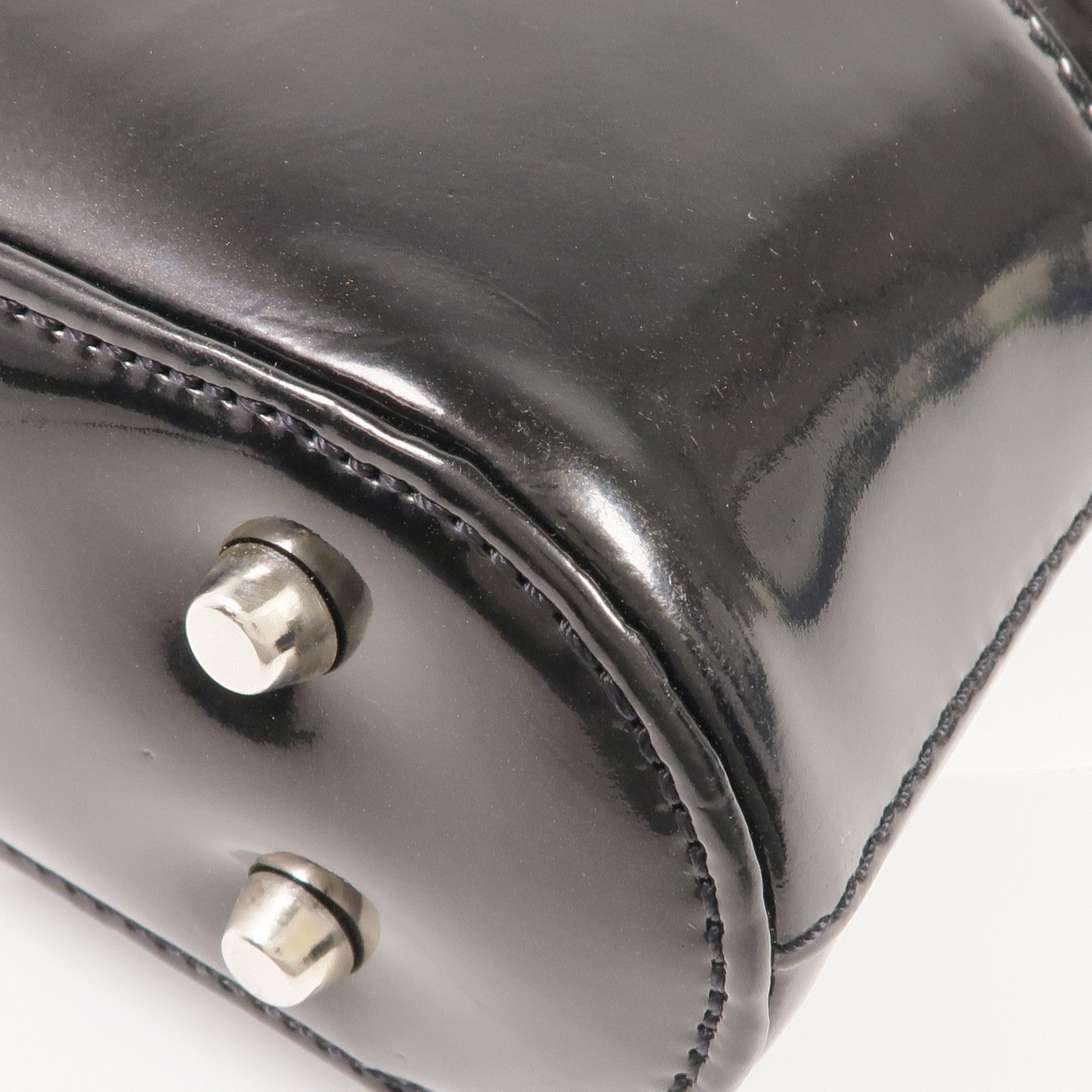 VERSACE 【激減優惠】漆皮皮革Handbag銀扣手挽袋