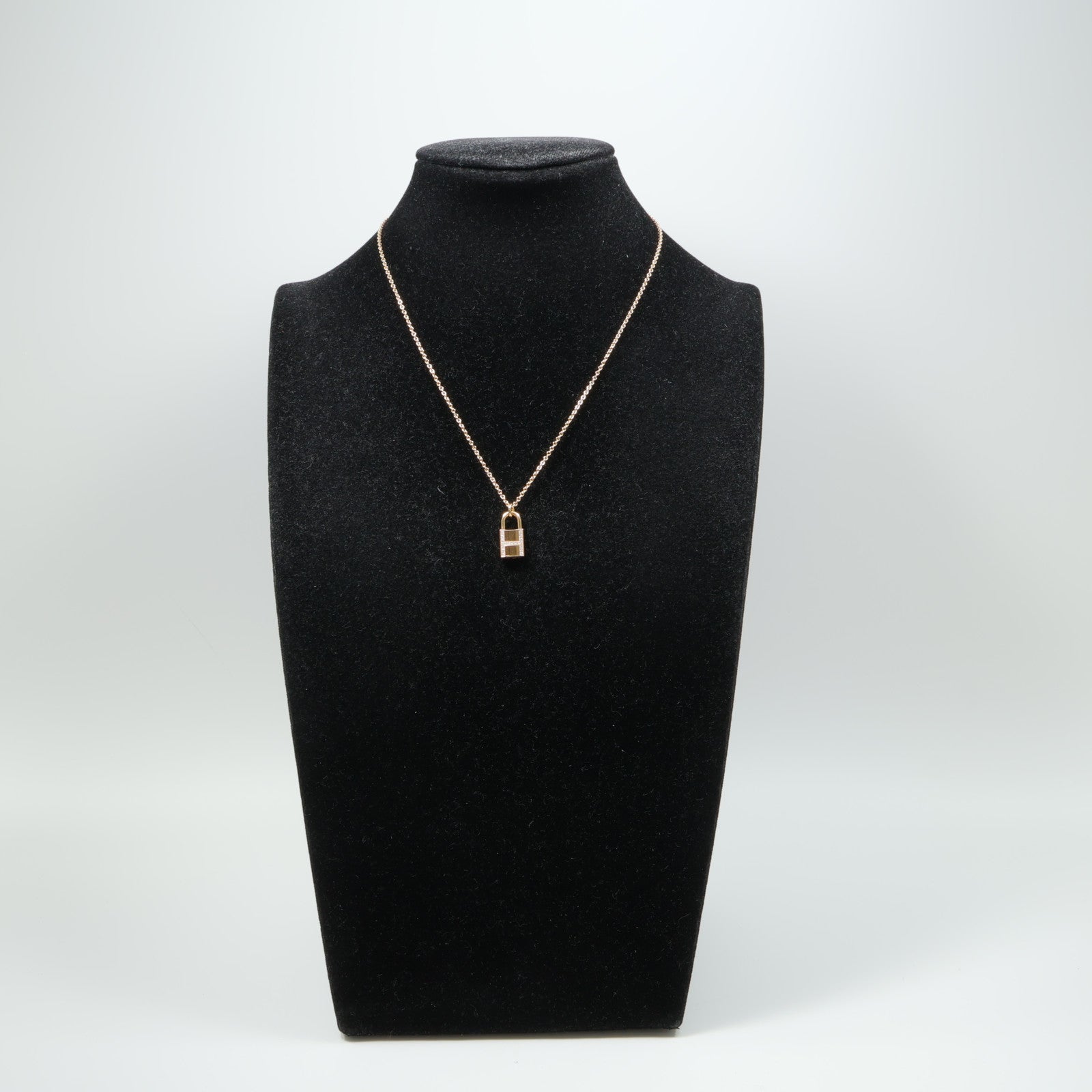 HERMES 18K玫瑰金Kelly Cadenas Pendant鑽石項鍊