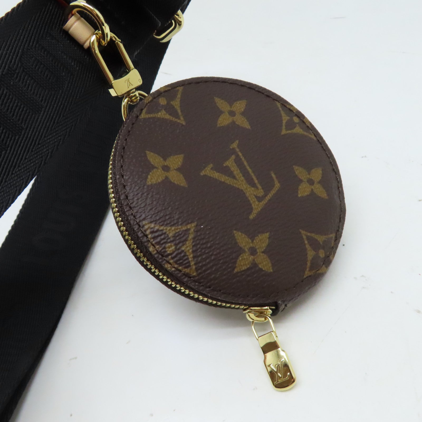 LOUIS VUITTON Monogram Bandouliere Strap金扣肩背帶黑色