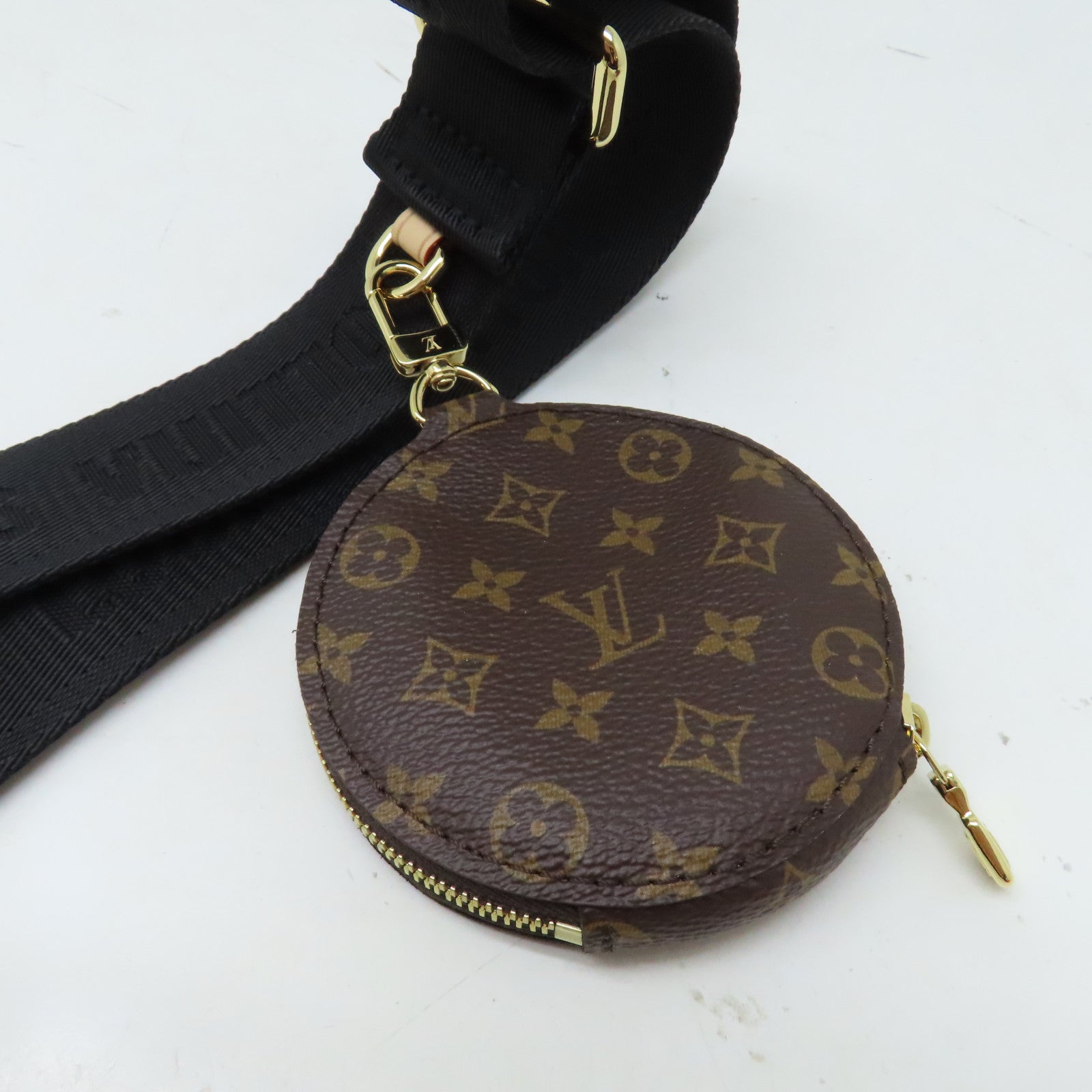 LOUIS VUITTON Monogram Bandouliere Strap金扣肩背帶黑色