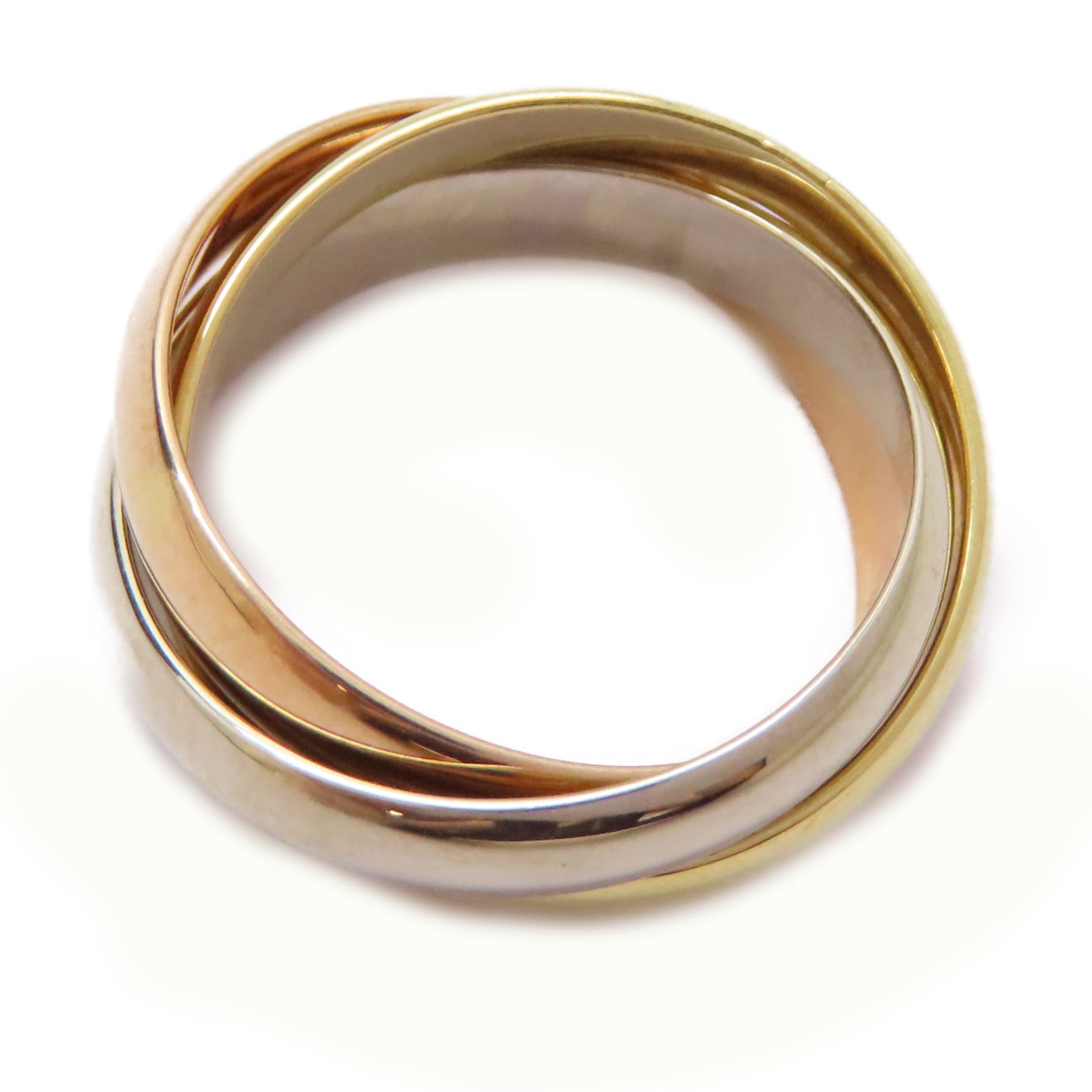 CARTIER 18K黃金/白金/玫瑰金Trinity Ring戒指US#5.25/Cartier#50
