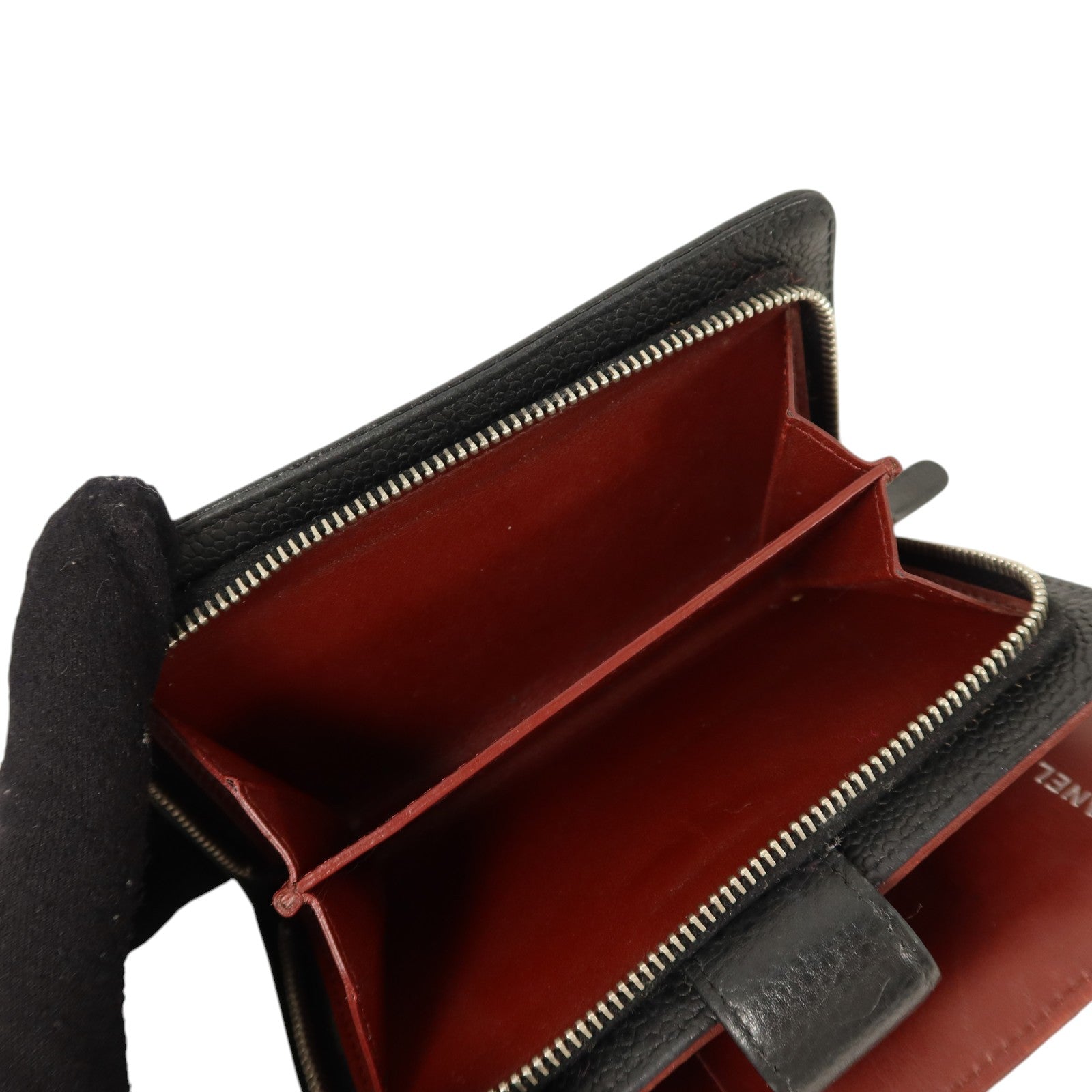 CHANEL 牛皮皮革Wallet銀扣長錢包