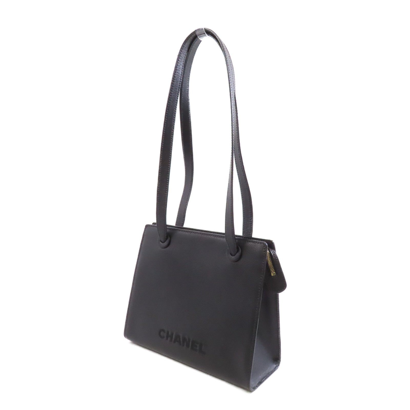 CHANEL 【激減優惠】牛皮皮革Vanity Tote Bag金扣肩背袋黑色