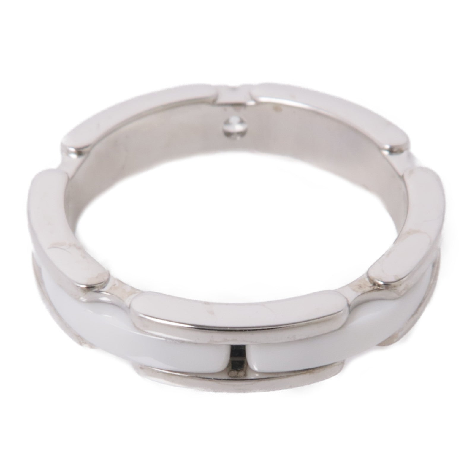 CHANEL 18K白金/陶瓷Ultra Ring戒指US＃5.5