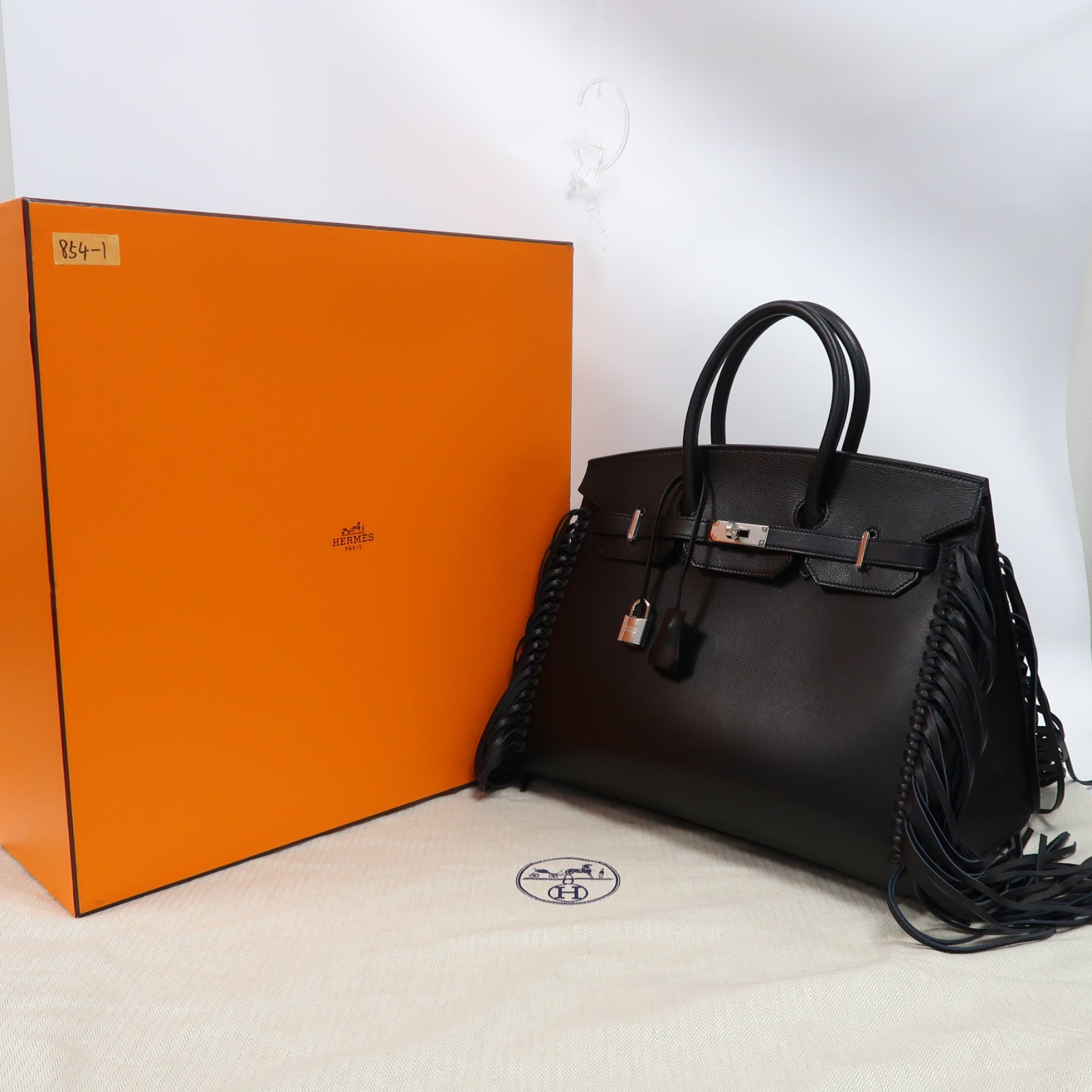 HERMES 【激減優惠】皮革Birkin 35銀扣手挽袋黑色
