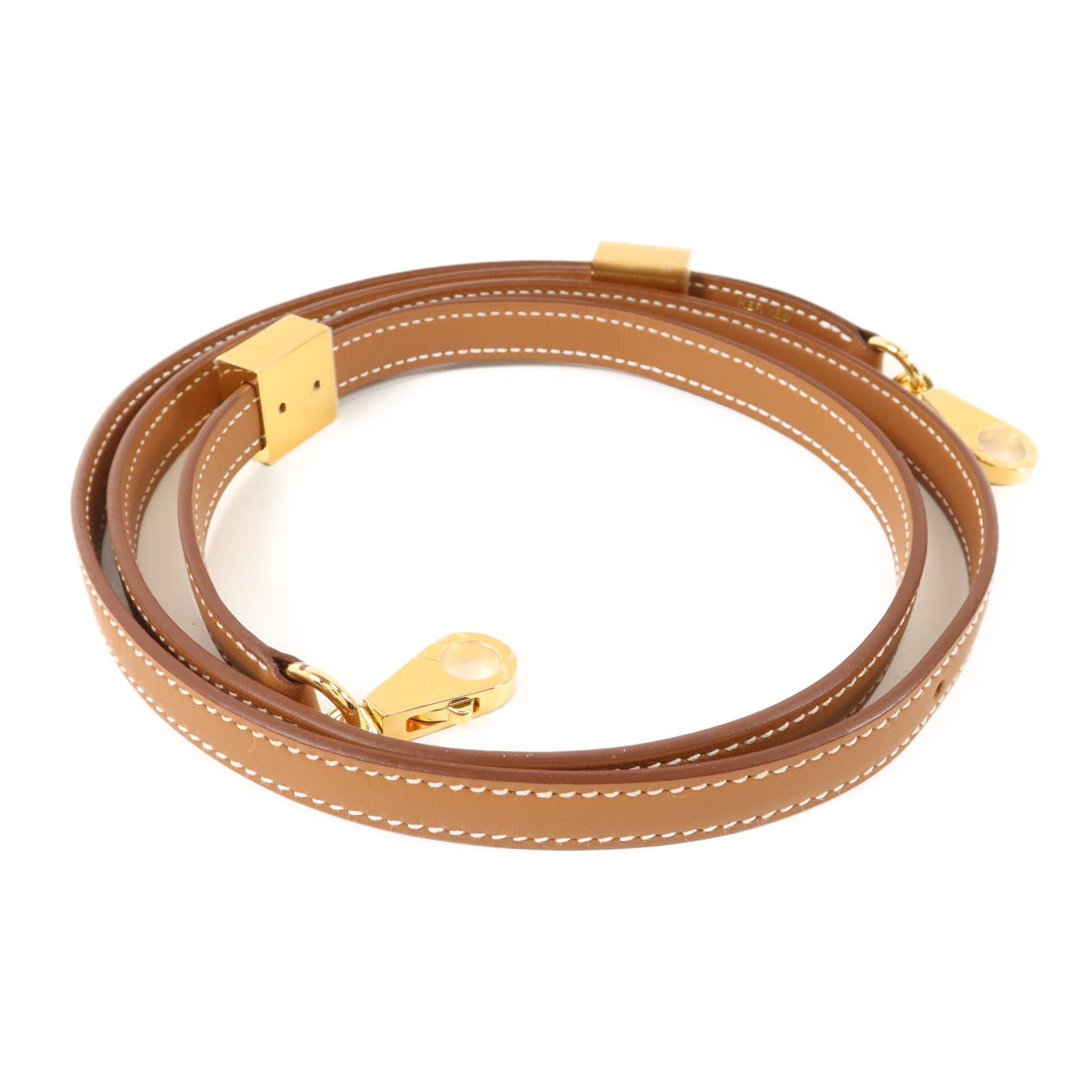 HERMES Swift皮革Clou Medor Strap 25㎜金扣肩帶Gold