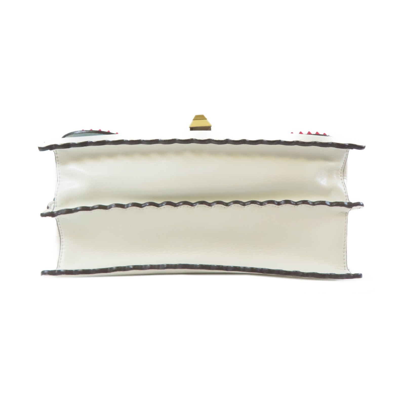 FENDI 牛皮皮革Shoulder Bag金扣/銀扣手挽肩背兩用袋白色/淺藍色