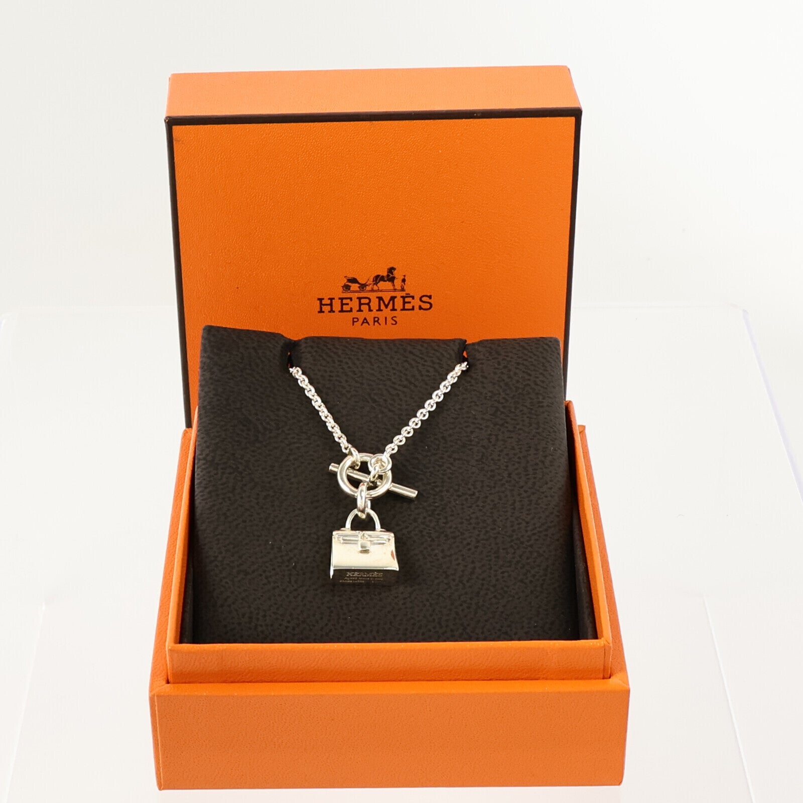 HERMES 925純銀Amulettes Kelly Pendant Necklace銀扣項鏈