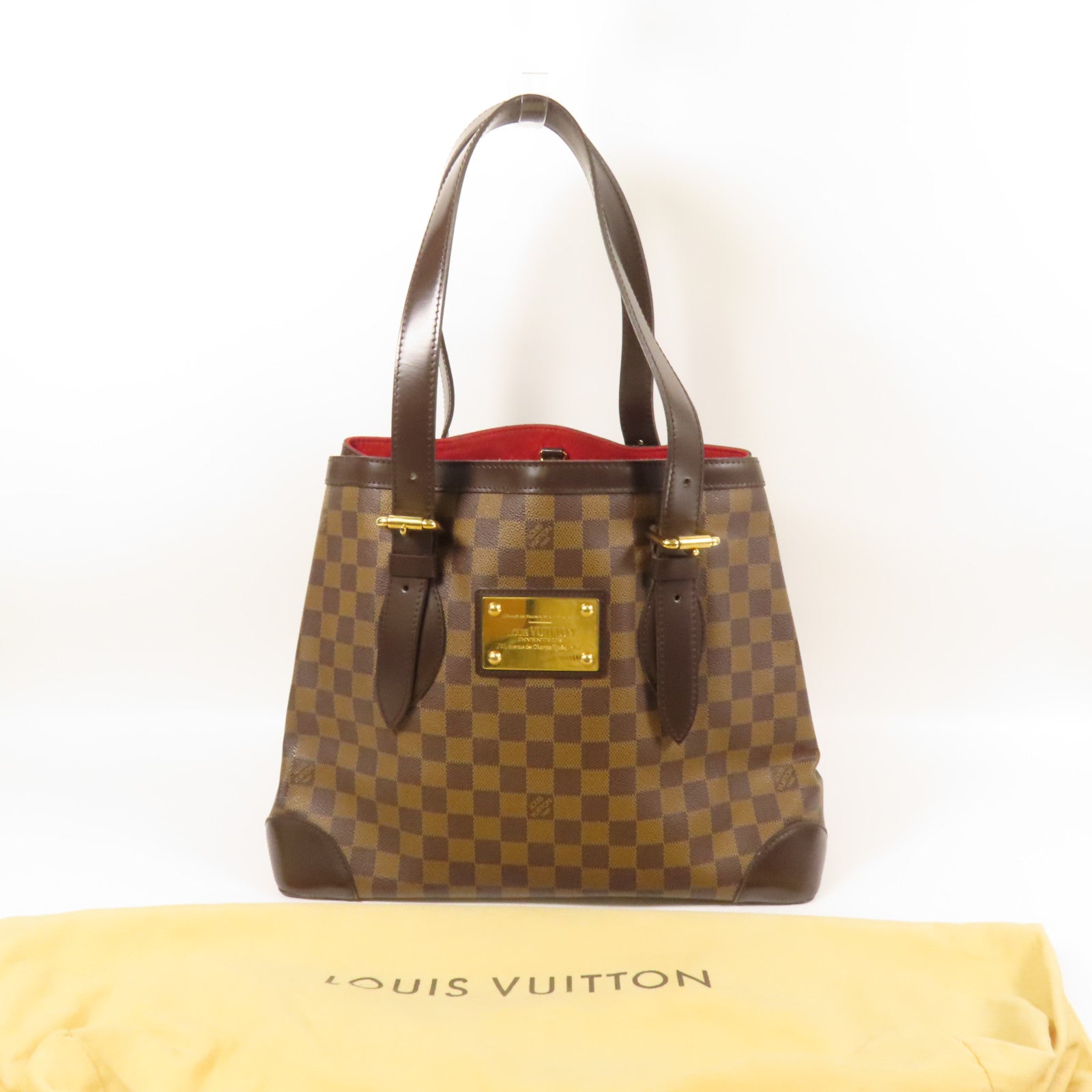LOUIS VUITTON Damier Hampstead MM金扣手挽袋