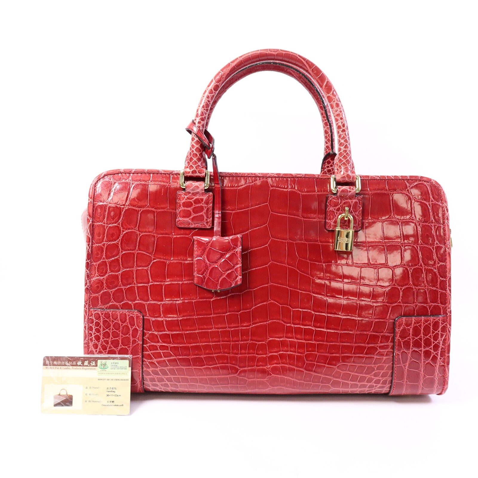 LOEWE 鱷魚皮革Amazona 36手挽袋