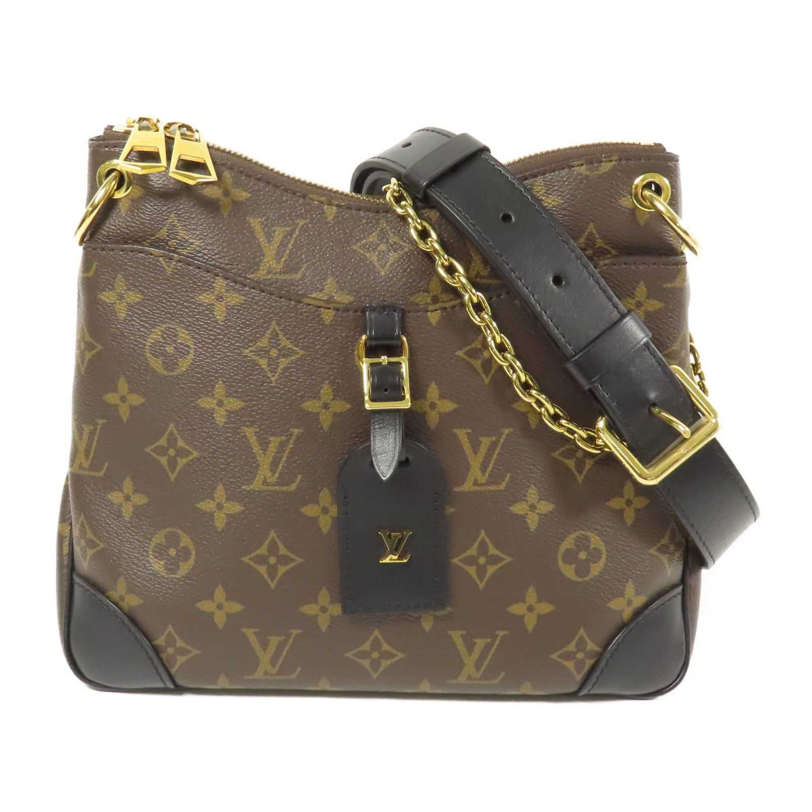 LOUIS VUITTON Monogram Macassar Odeon PM金扣手挽袋