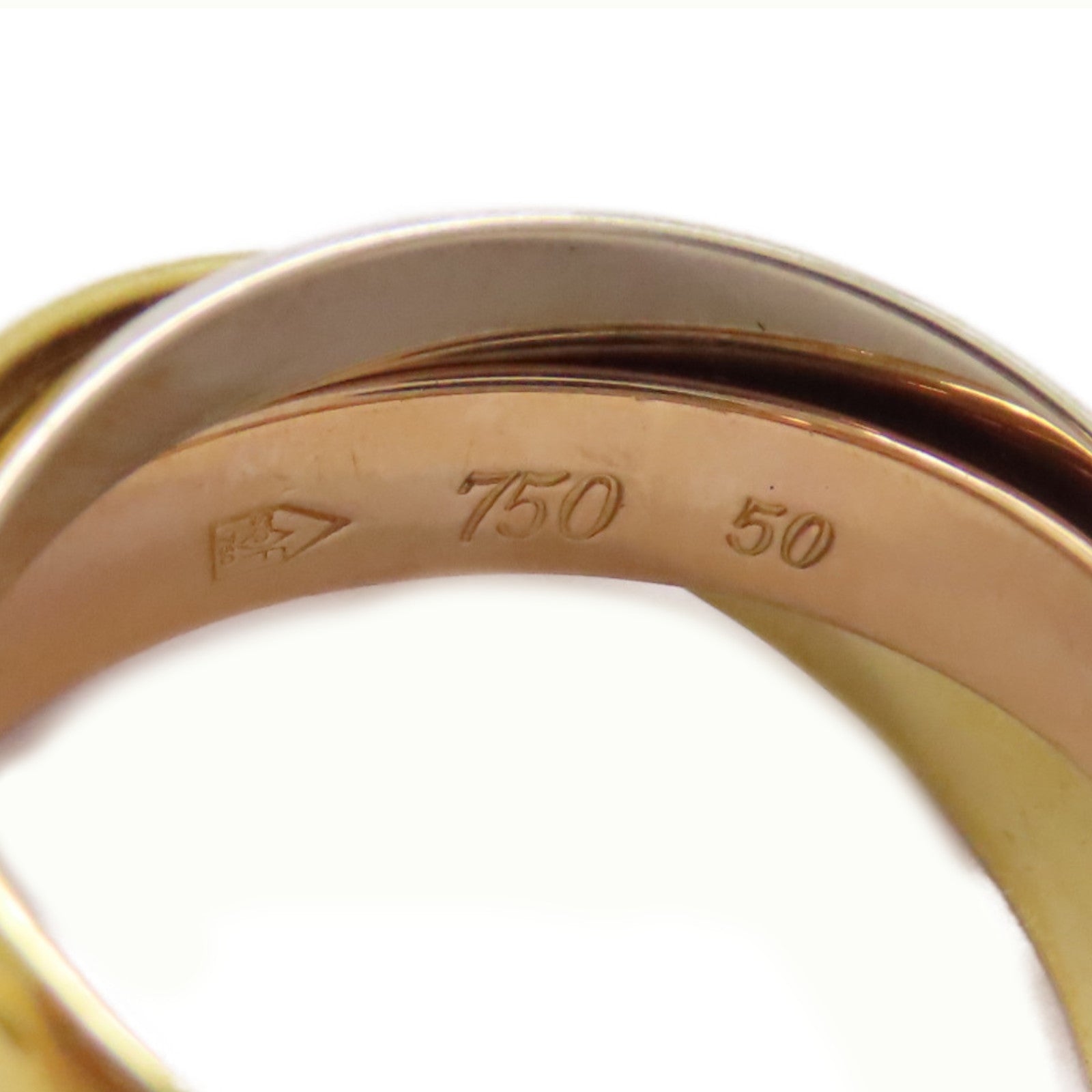 CARTIER 18K黃金/白金/玫瑰金Trinity Ring戒指US#5.25/Cartier#50